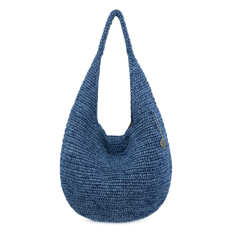 The Sak 120 Shortie Hobo - Hand Crochet - Denim Tonal Straw