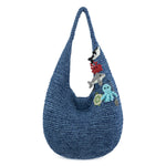 The Sak 120 Shortie Hobo - Hand Crochet - Denim Tonal Straw