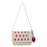 The Sak Marlow Flap Shoulder Bag - Hand Crochet - Natural Strawberries