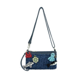 The Sak Vita Convertible Wristlet - Hand Crochet - Denim Tonal Straw