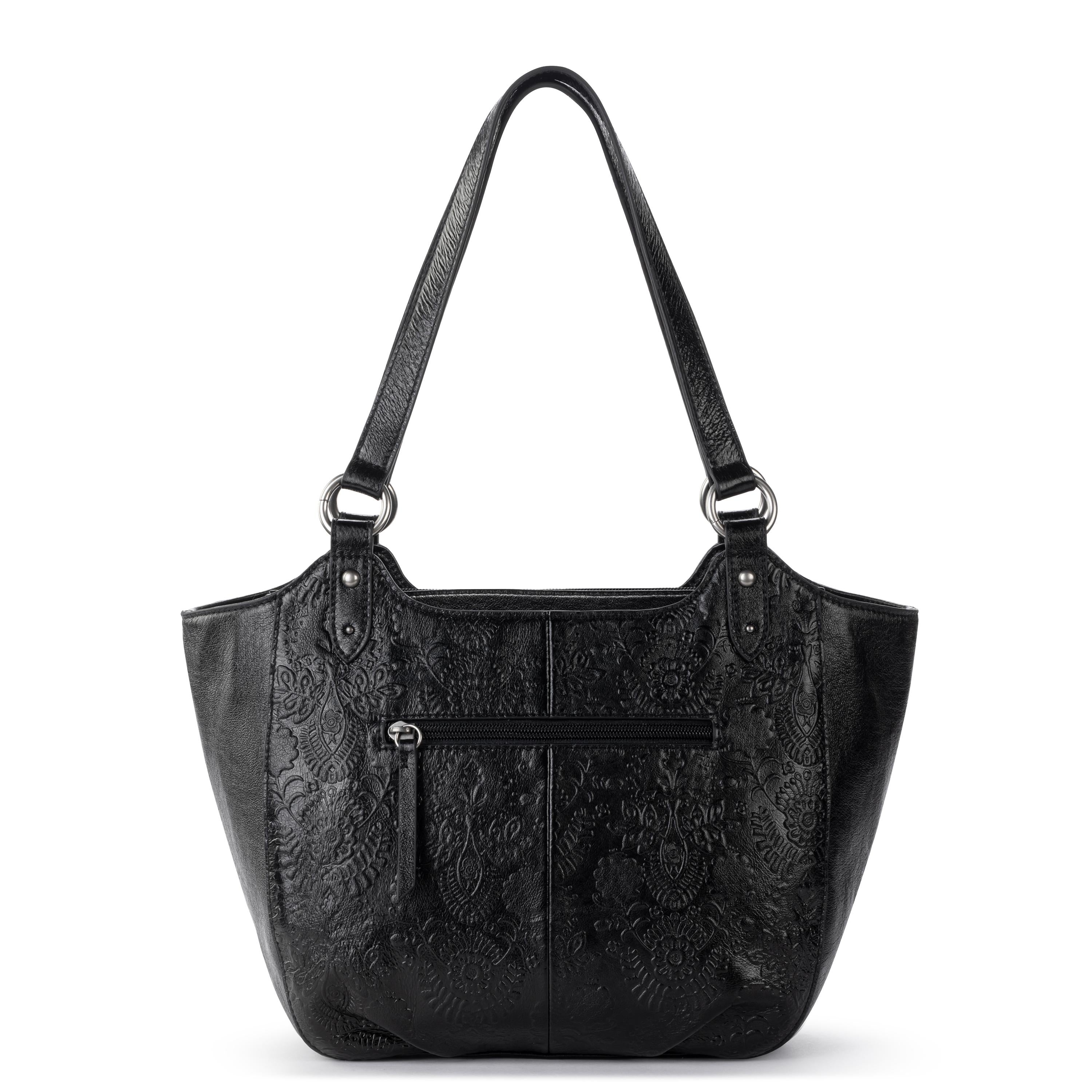 The Sak Bolinas Satchel - Leather - Black Floral Embossed