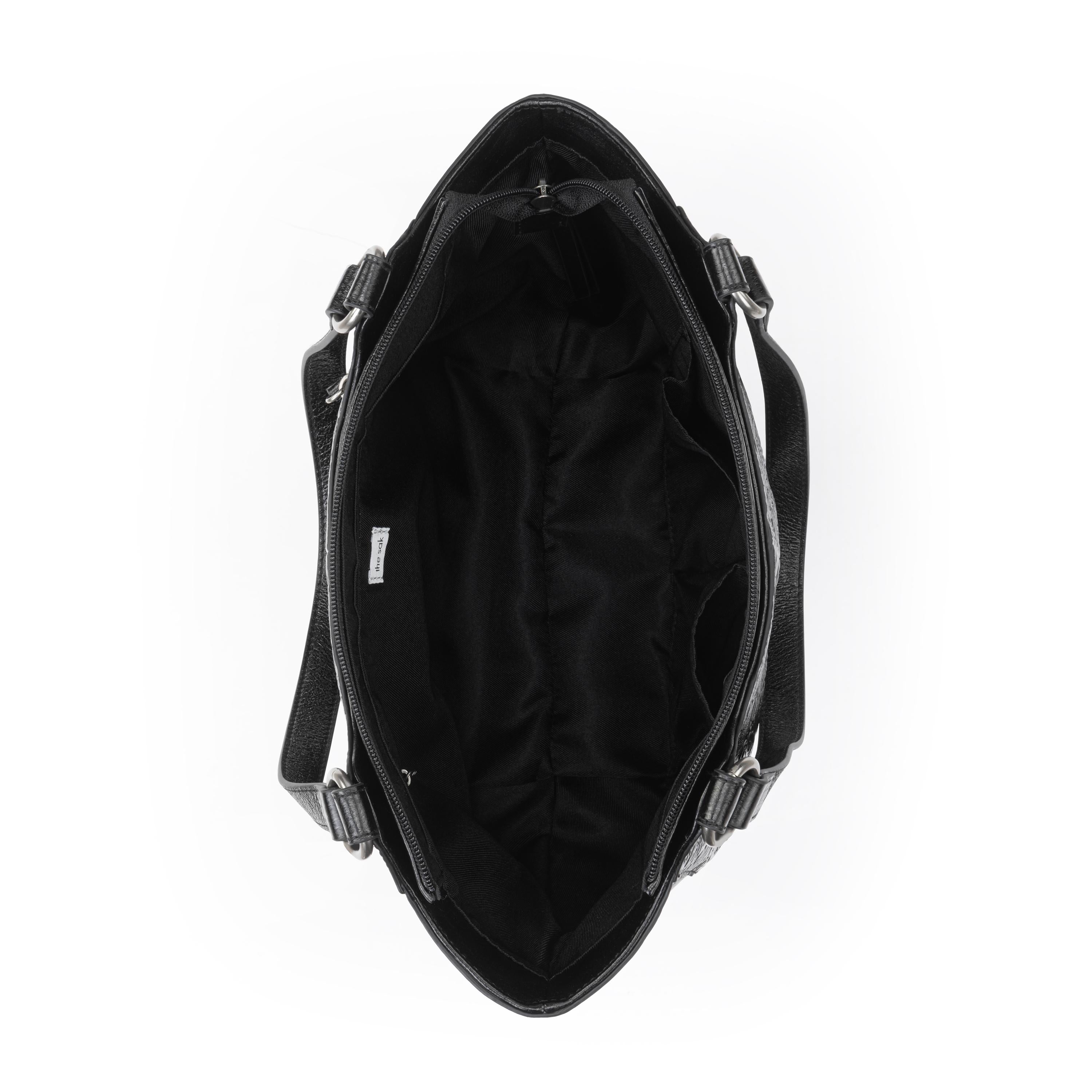 The Sak Bolinas Satchel - Leather - Black Floral Embossed