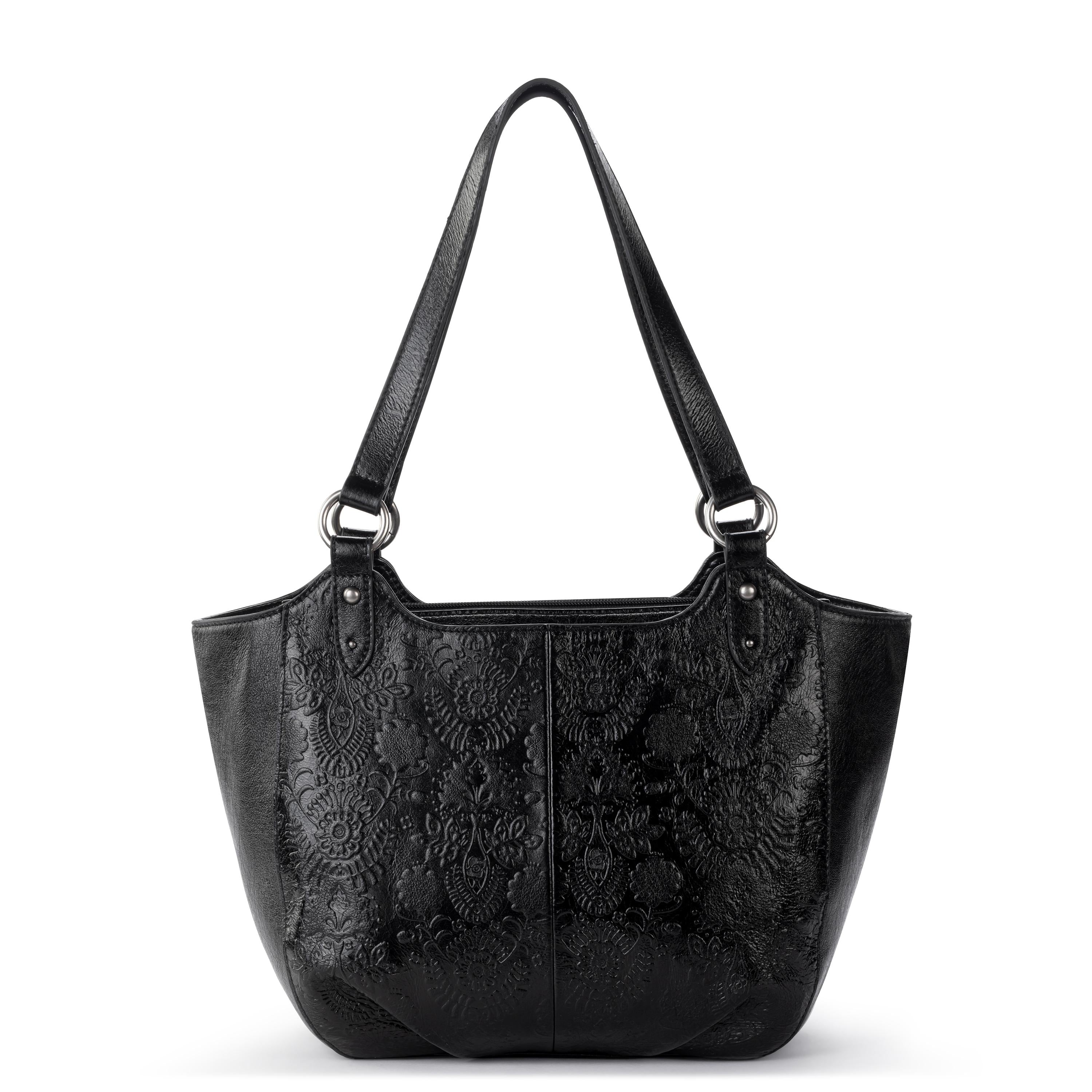 The Sak Bolinas Satchel - Leather - Black Floral Embossed