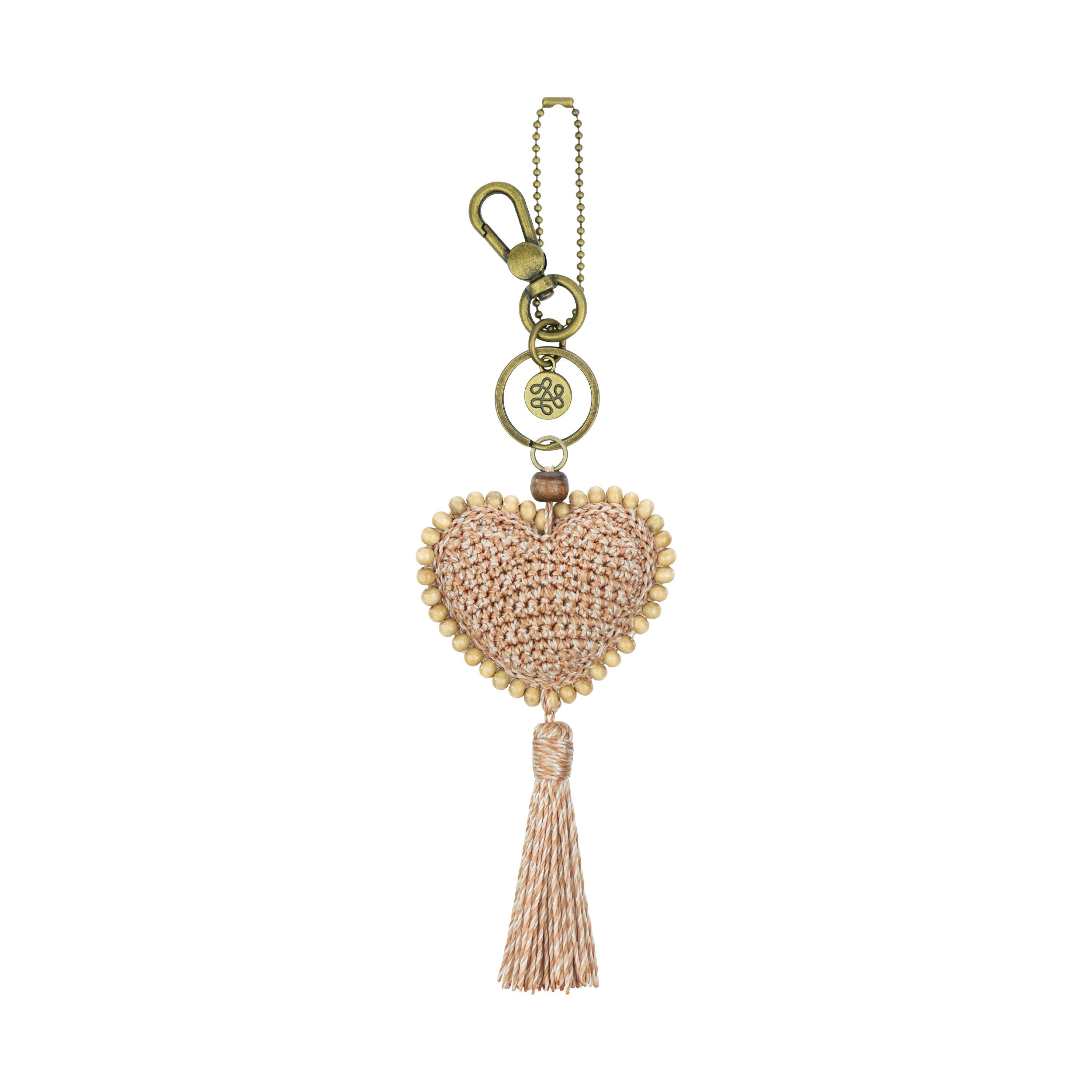 The Sak Yarnicharmz Dangle - Hand Crochet - Bamboo Static Tonal Heart