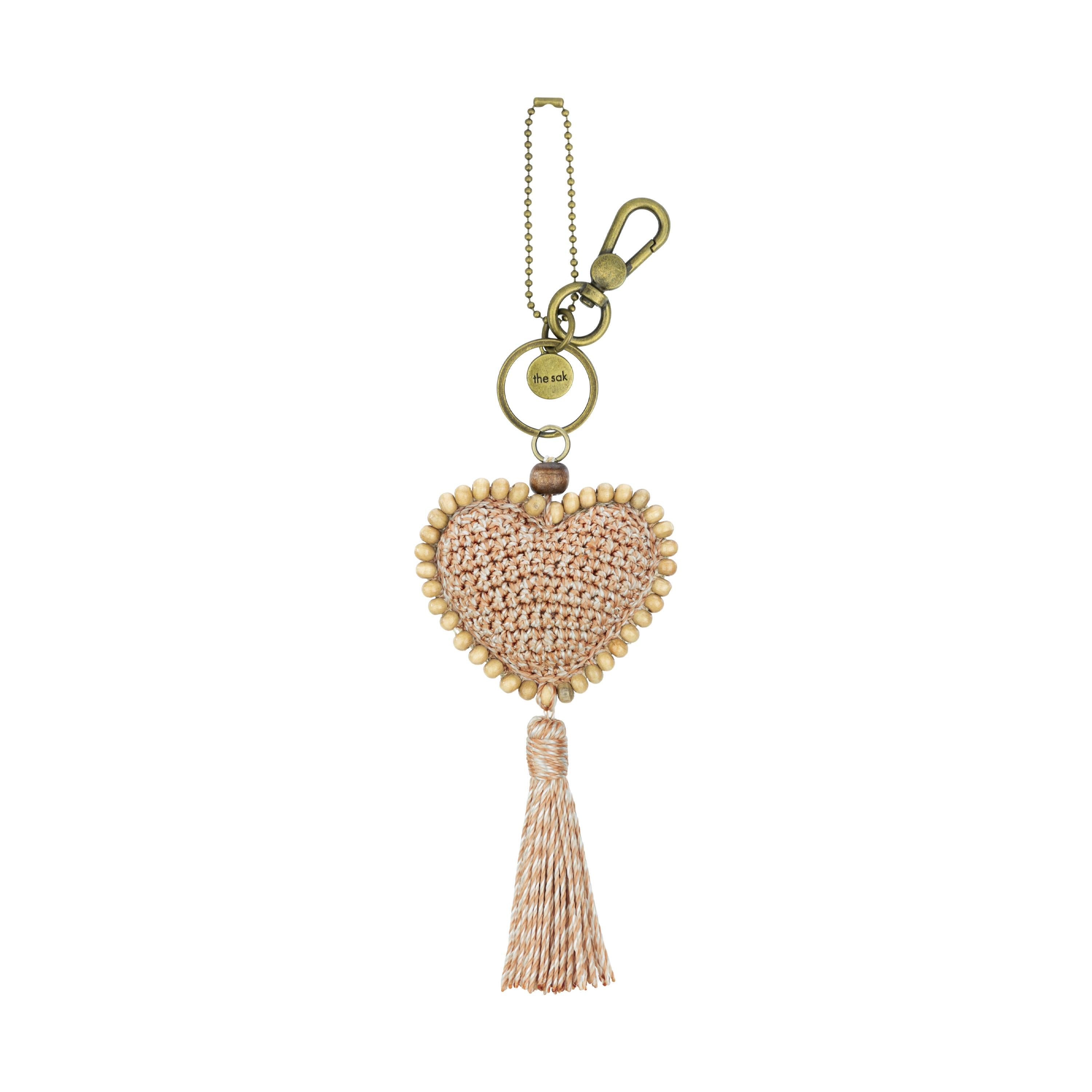 The Sak Yarnicharmz Dangle - Hand Crochet - Bamboo Static Tonal Heart