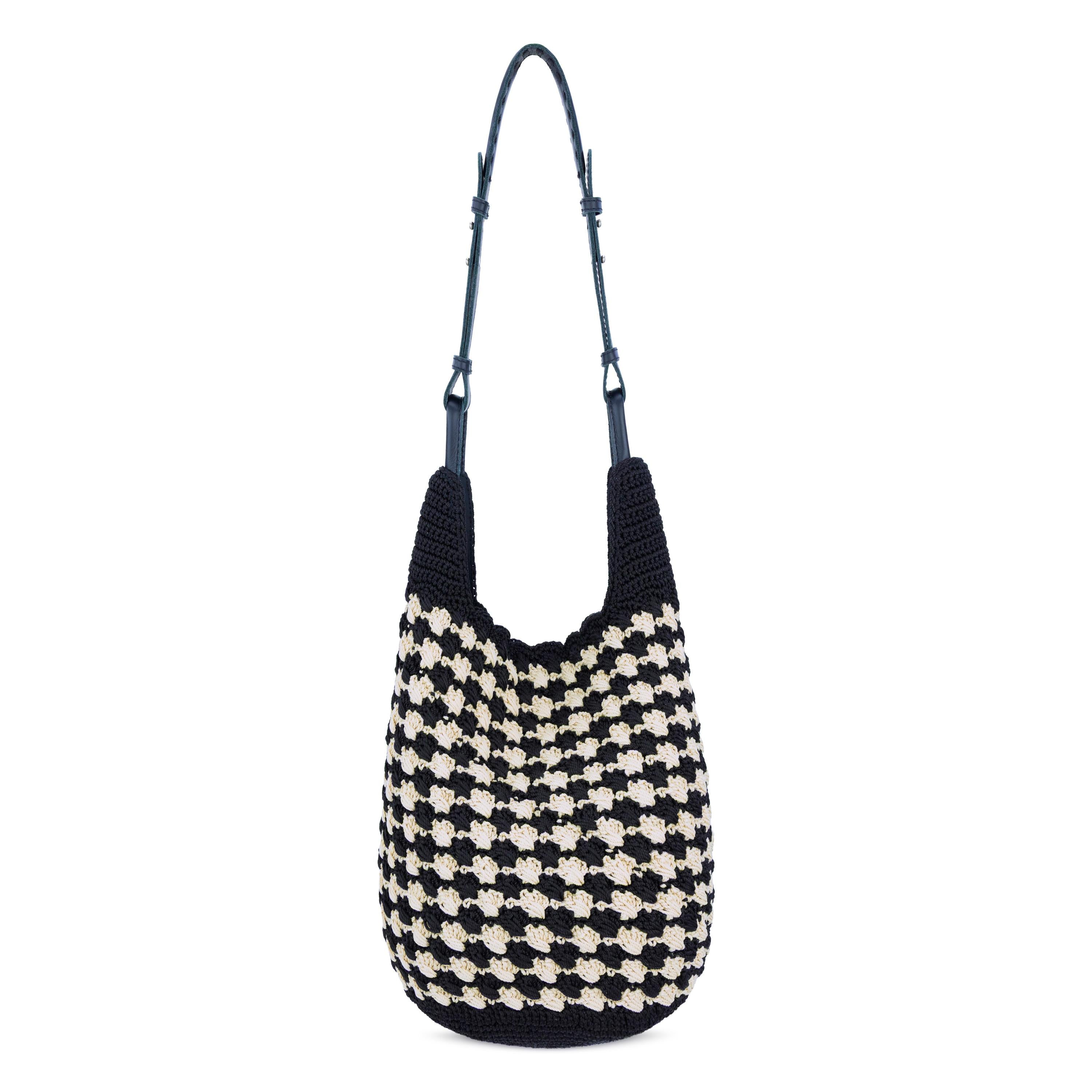 The Sak Los Feliz 120 Hobo - Hand Crochet - Black Ecru Shell