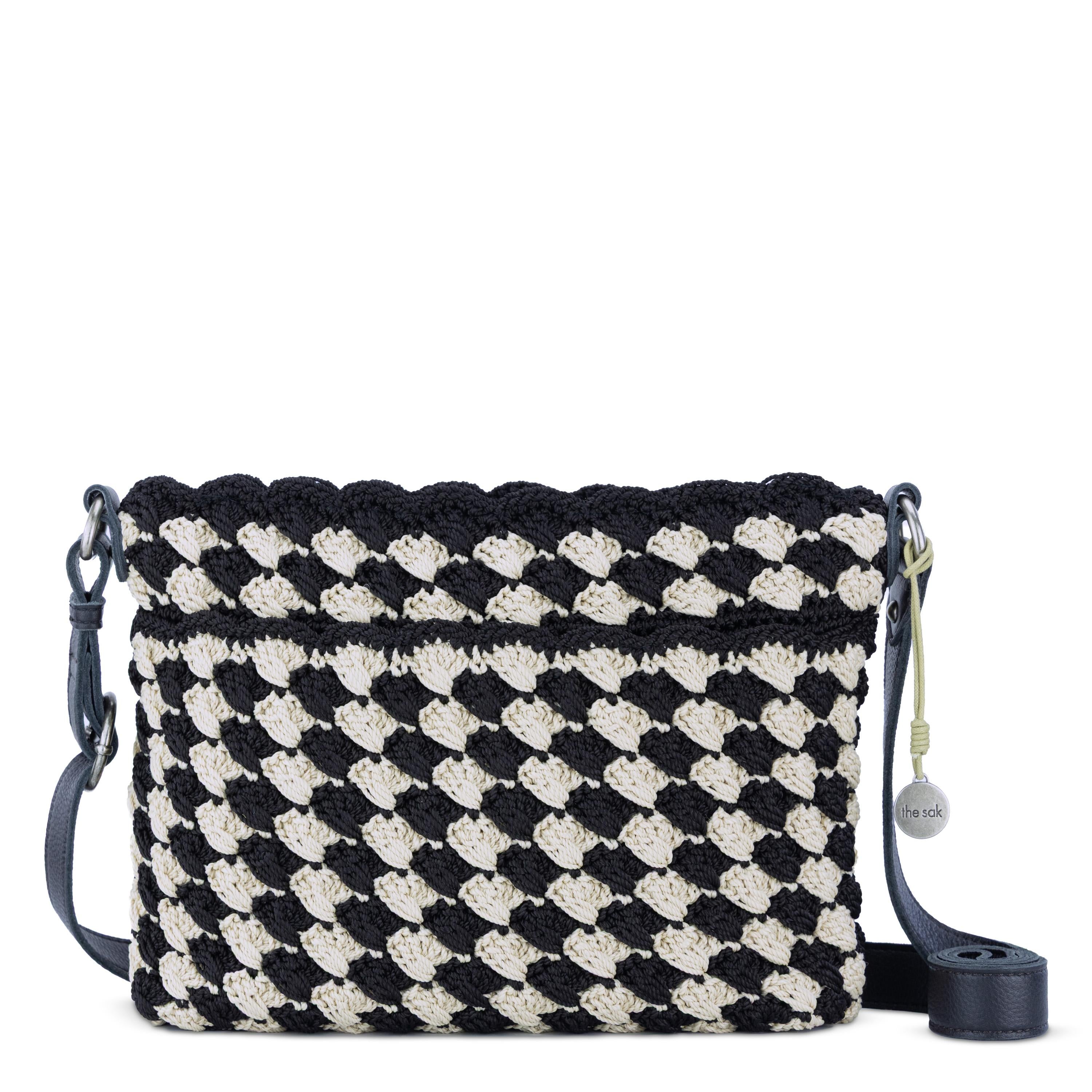 The Sak Melrose Crossbody - Hand Crochet - Black Ecru Shell
