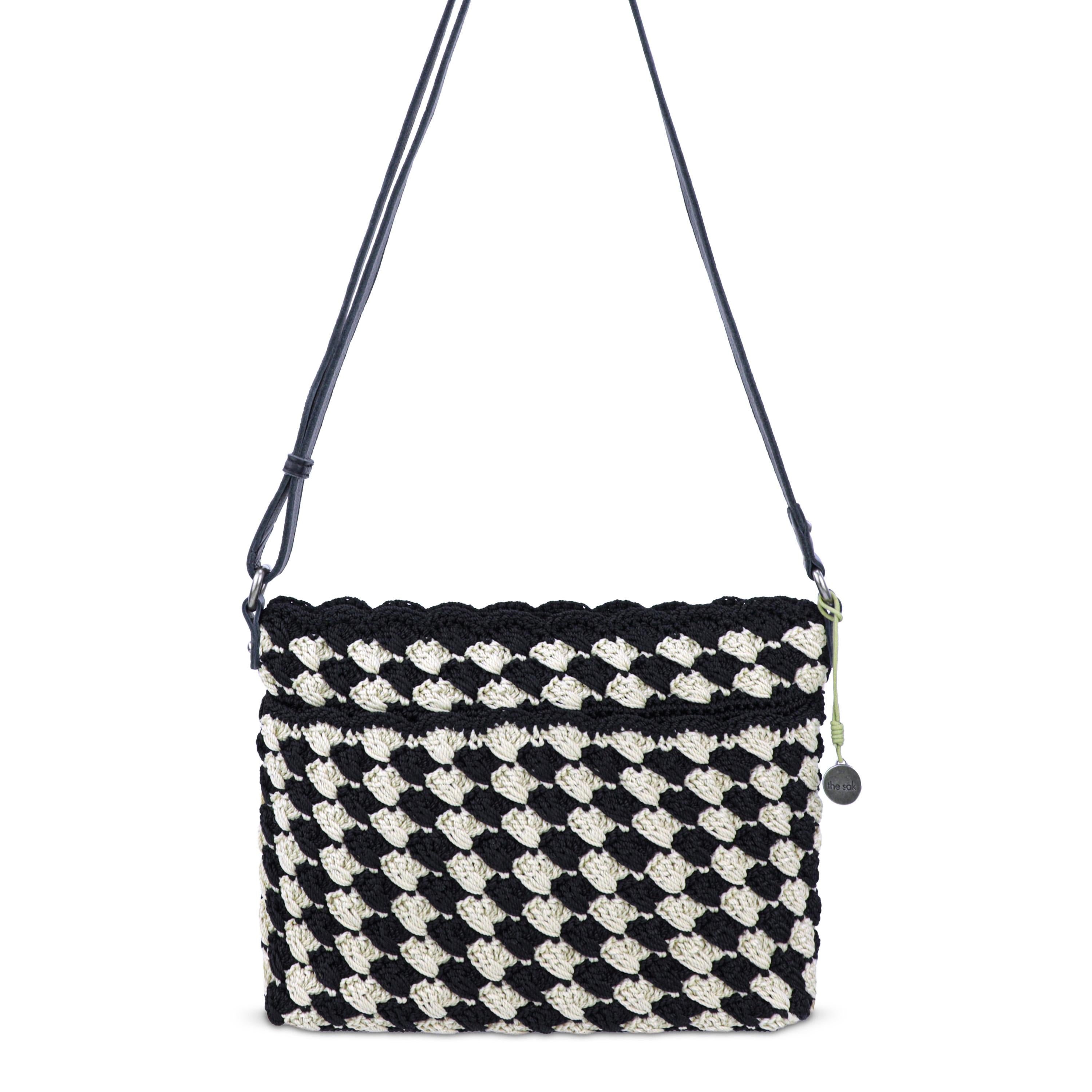 The Sak Melrose Crossbody - Hand Crochet - Black Ecru Shell