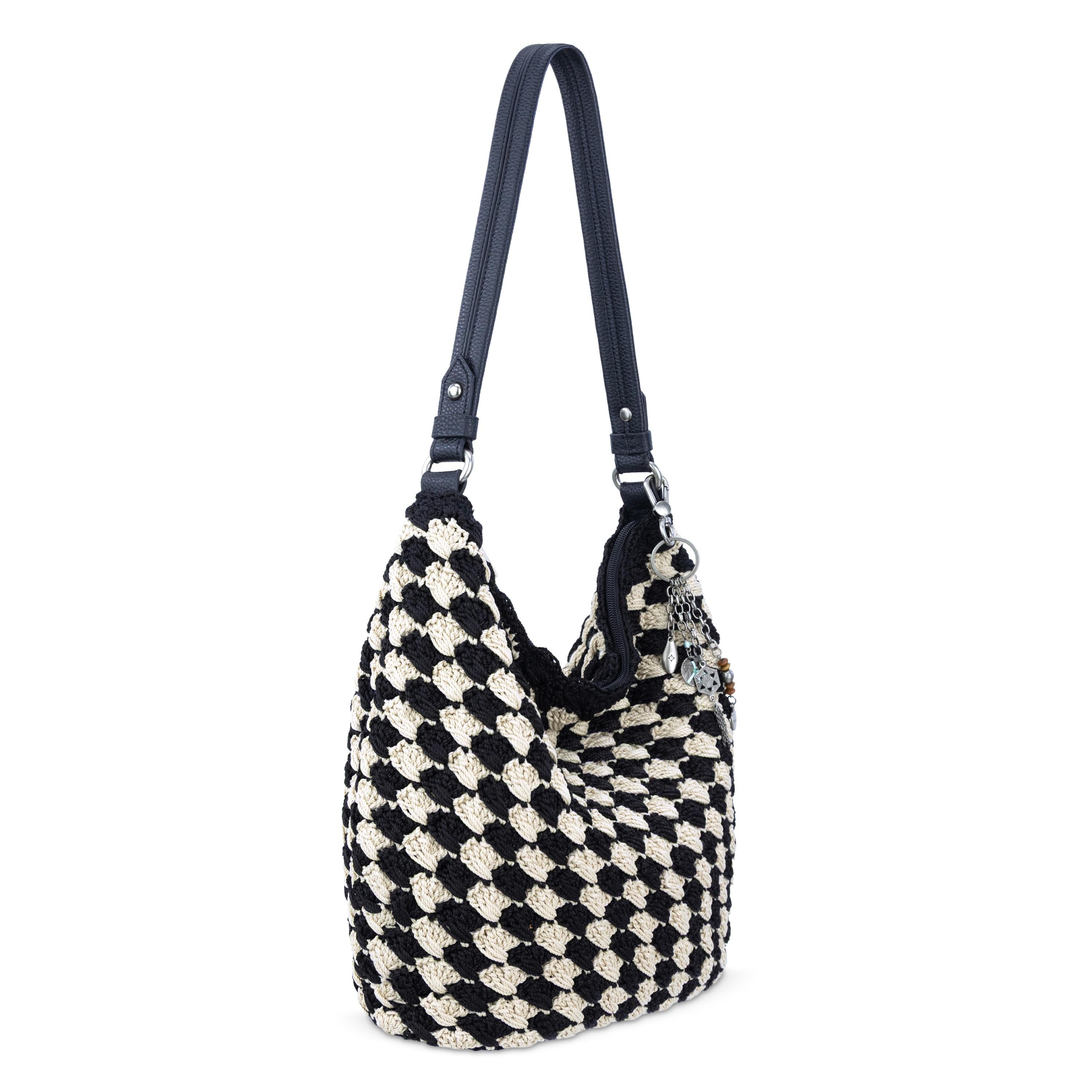 The Sak Sequoia Hobo - Hand Crochet - Black Ecru Shell