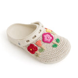 The Sak Bolo Eva Clog - Hand Crochet - Flower Ecru