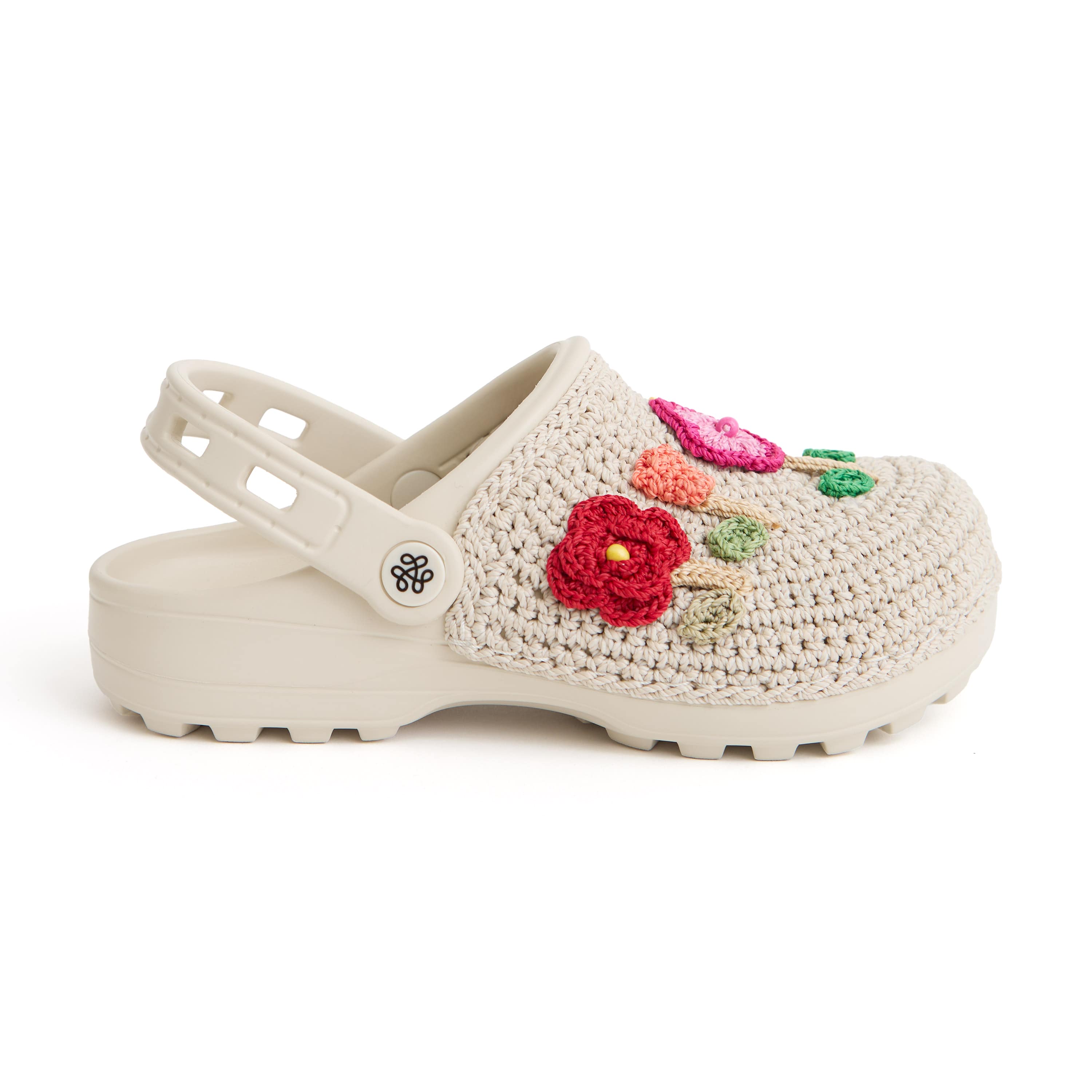 The Sak Bolo Eva Clog - Hand Crochet - Flower Ecru