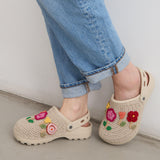 The Sak Bolo Eva Clog - Hand Crochet - Flower Ecru