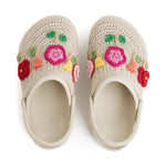 The Sak Bolo Eva Clog - Hand Crochet - Flower Ecru