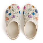 The Sak Bolo Eva Clog - Hand Crochet - Natural Multi Flowers