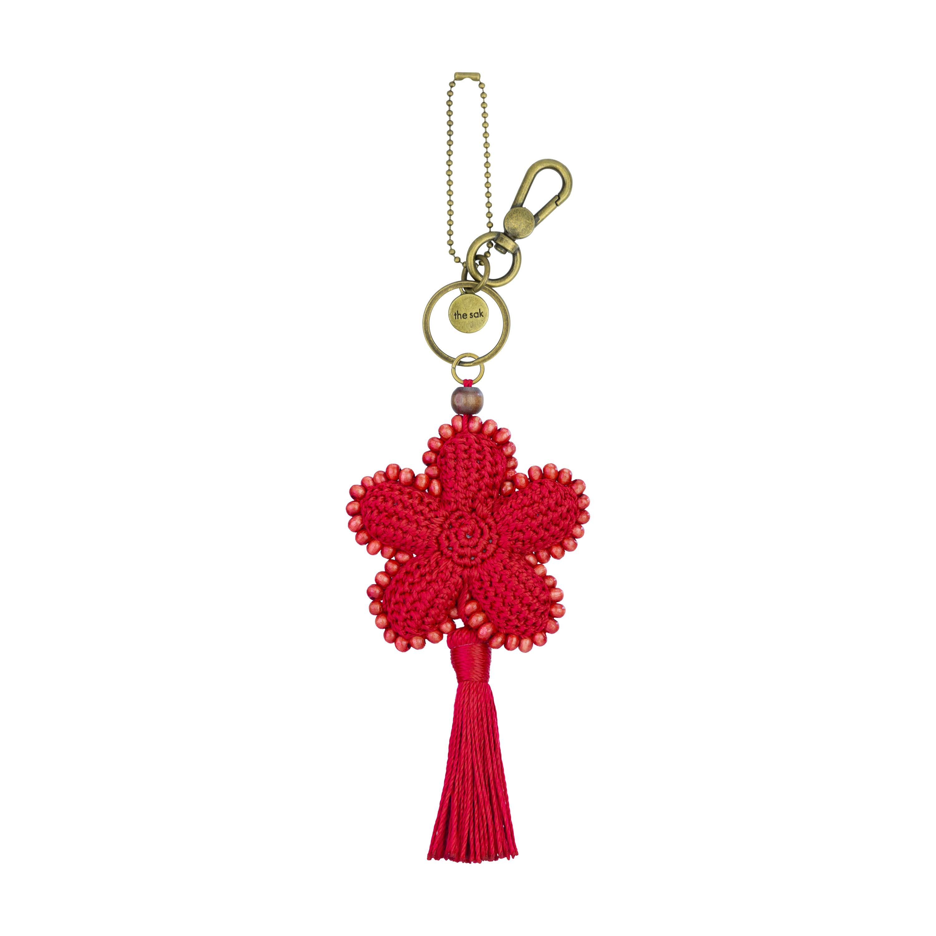 The Sak Yarnicharmz Dangle - Hand Crochet - Scarlet Flower