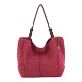 The Sak Los Feliz Large Tote - Hand Crochet - Black Cherry Static