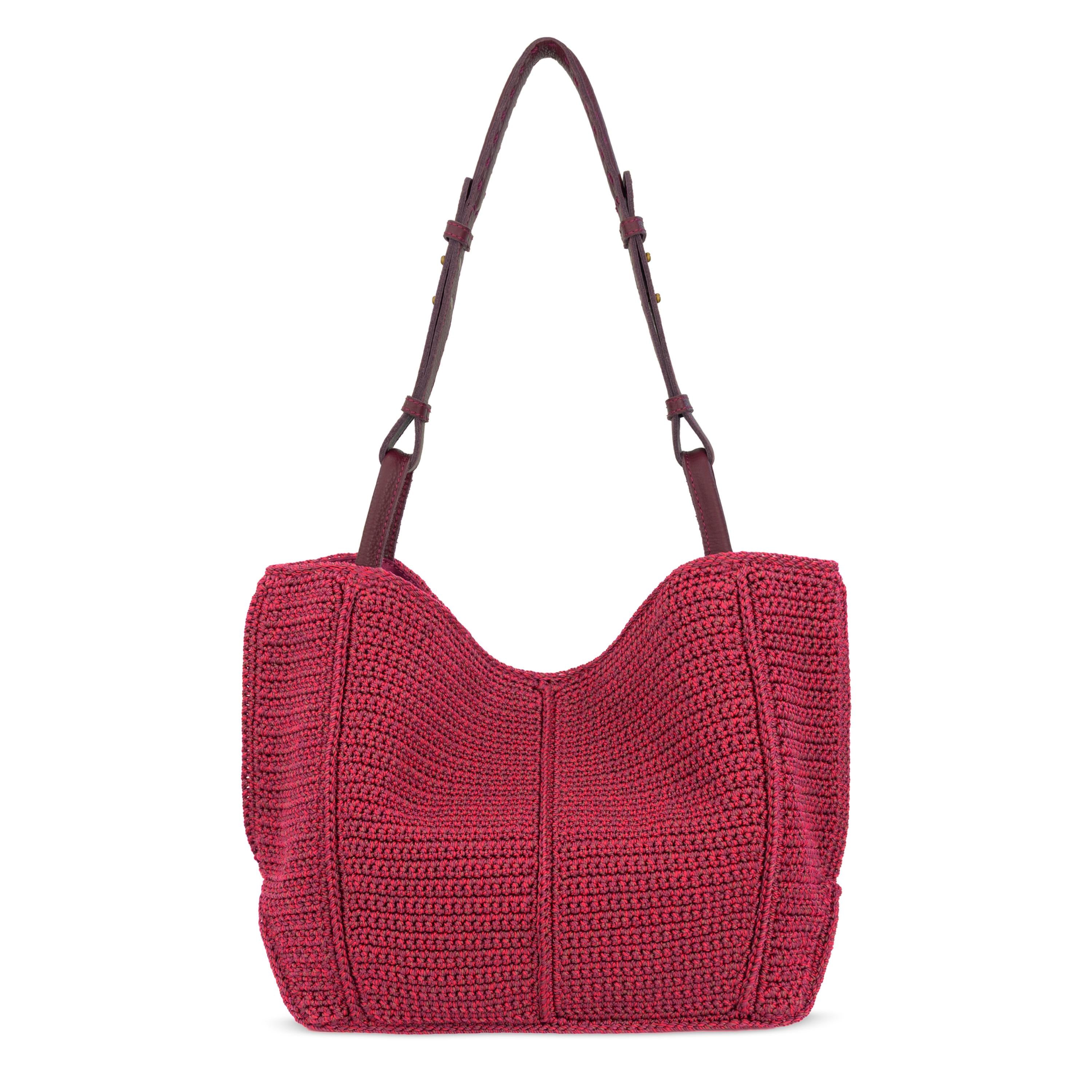 The Sak Los Feliz Medium Tote - Hand Crochet - Black Cherry Static