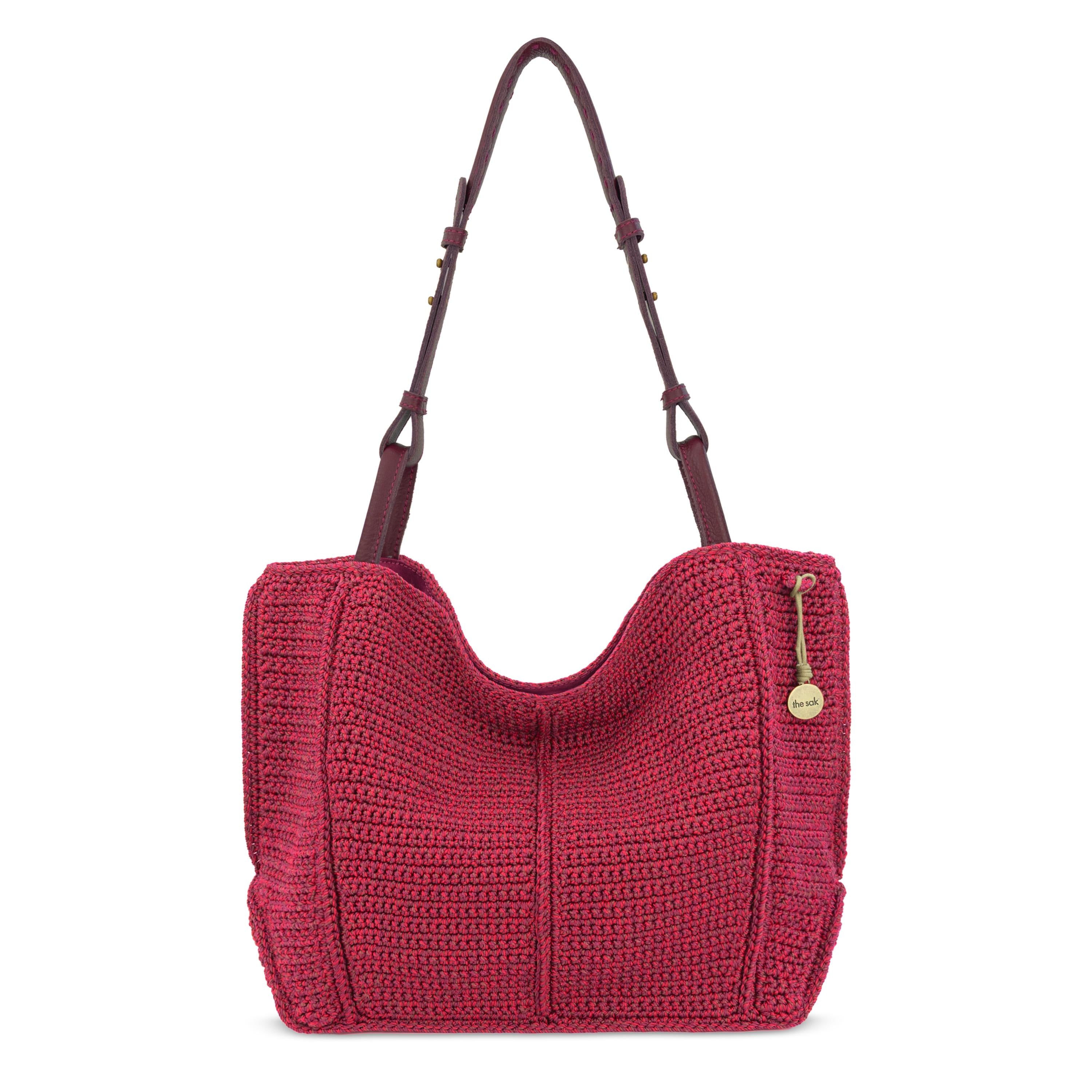 The Sak Los Feliz Medium Tote - Hand Crochet - Black Cherry Static