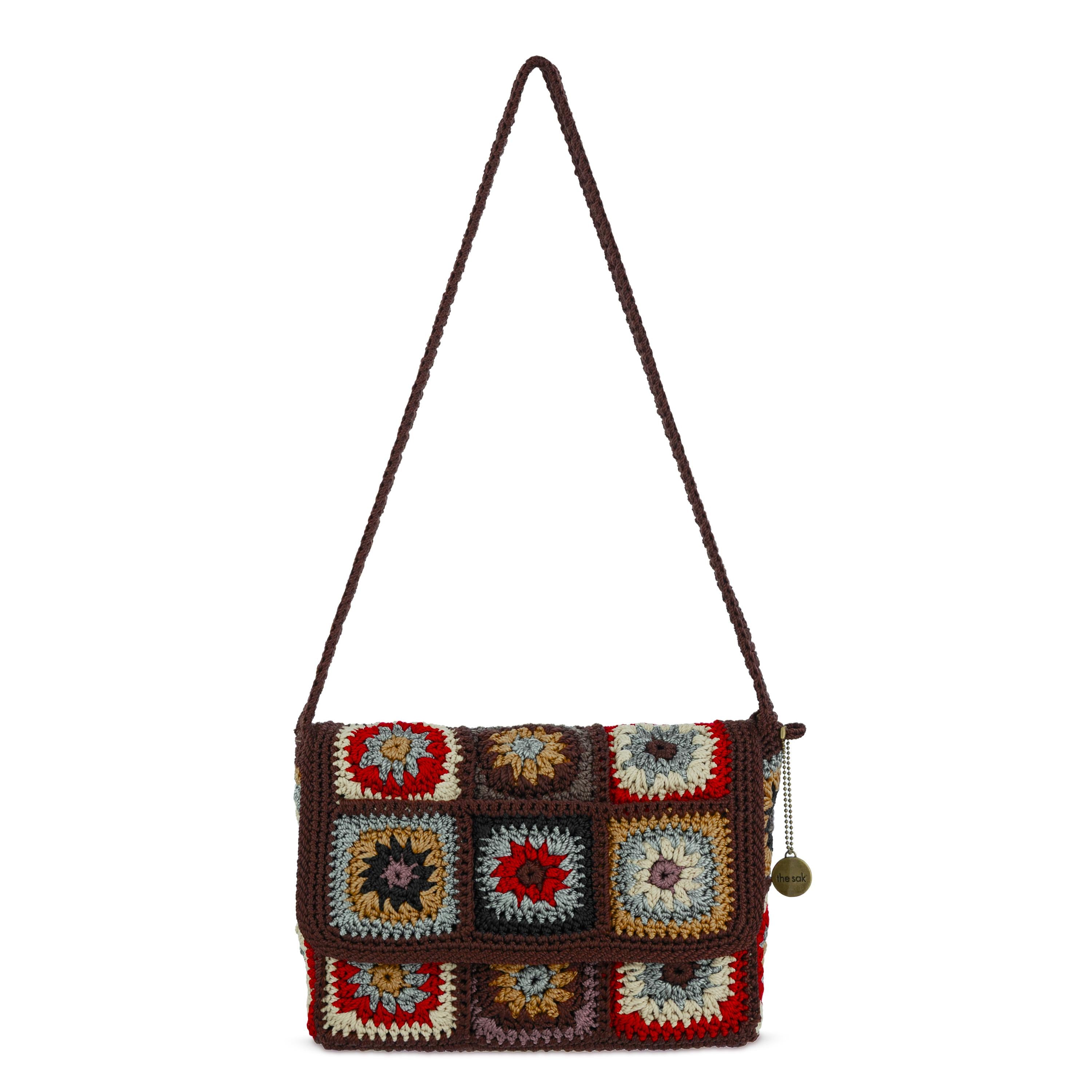 The Sak Marlow Flap Shoulder Bag - Hand Crochet - Walnut Patch