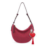 The Sak Tess Shoulder Bag - Hand Crochet - Black Cherry Static