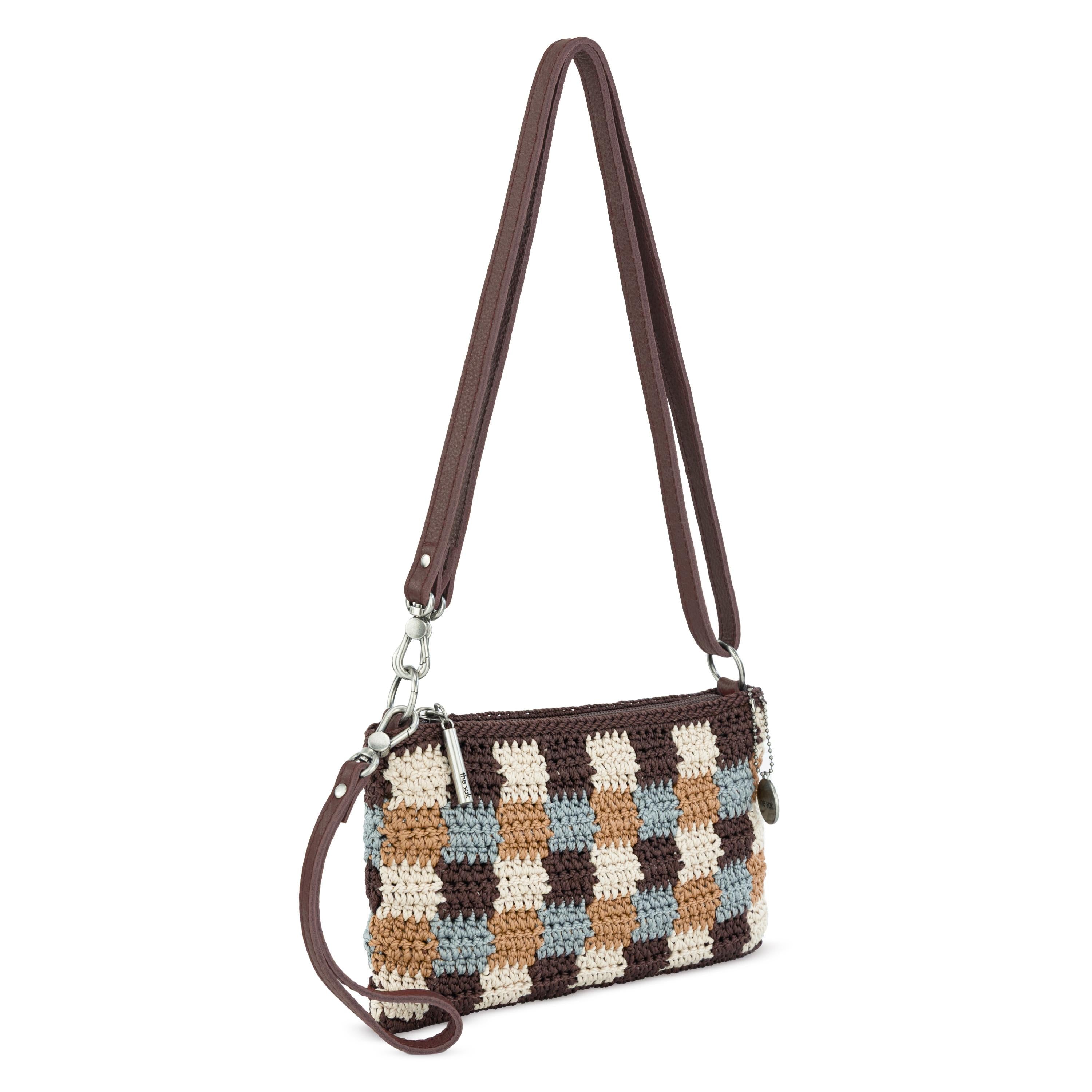 The Sak Vita Convertible Wristlet - Hand Crochet - Acorn Check