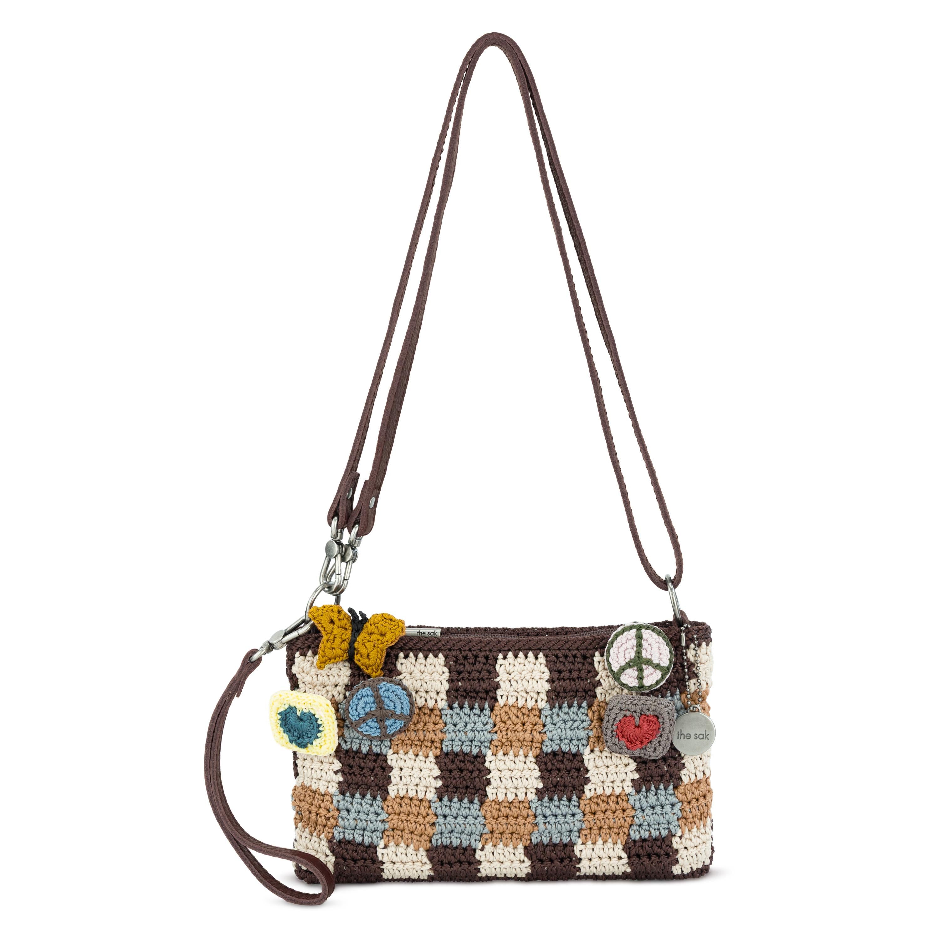 The Sak Vita Convertible Wristlet - Hand Crochet - Acorn Check