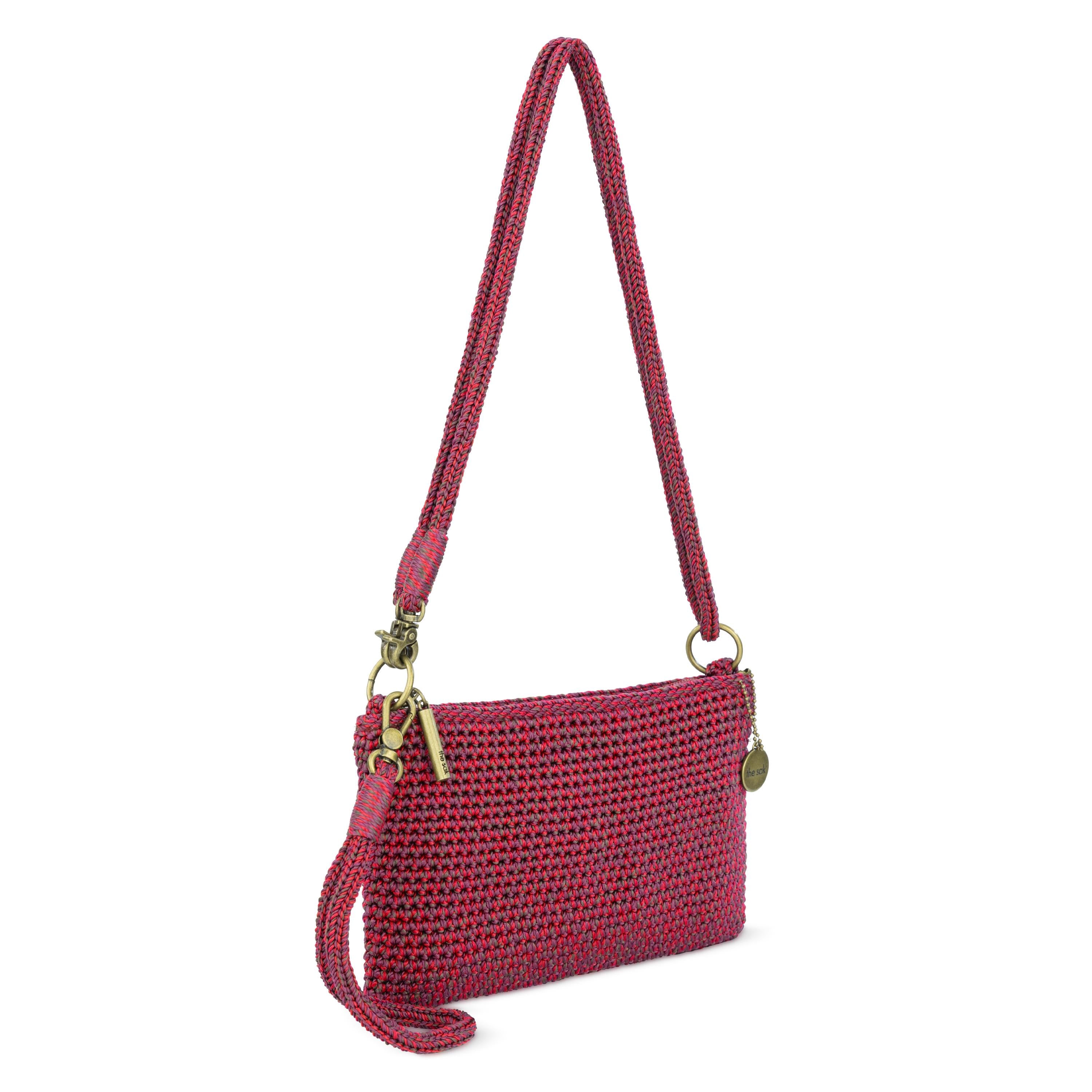 The Sak Vita Convertible Wristlet - Hand Crochet - Black Cherry Static