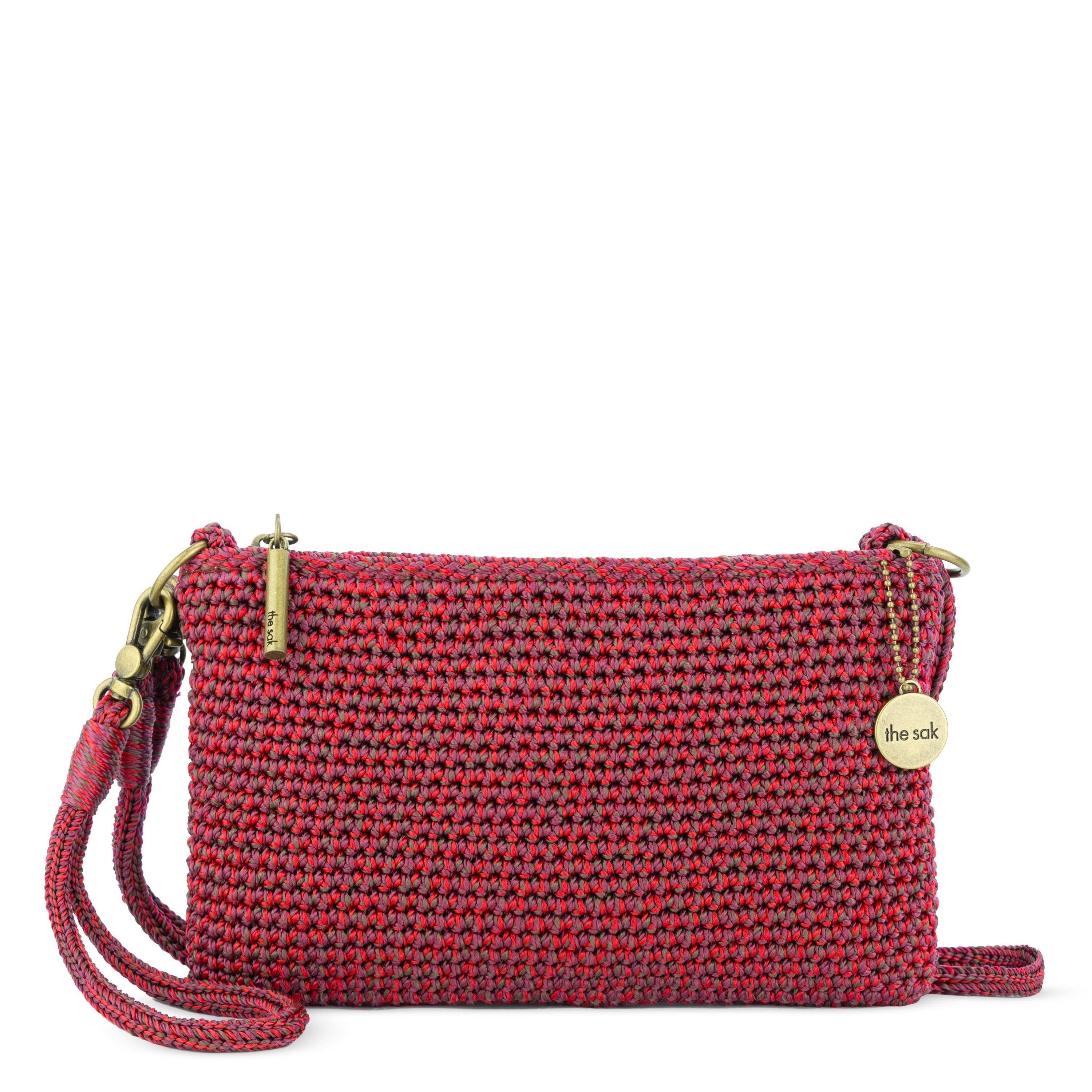 The Sak Vita Convertible Wristlet - Hand Crochet - Black Cherry Static