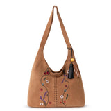 The Sak Huntley Hobo - Leather - Tan Suede Whimsy Floral Embroidery