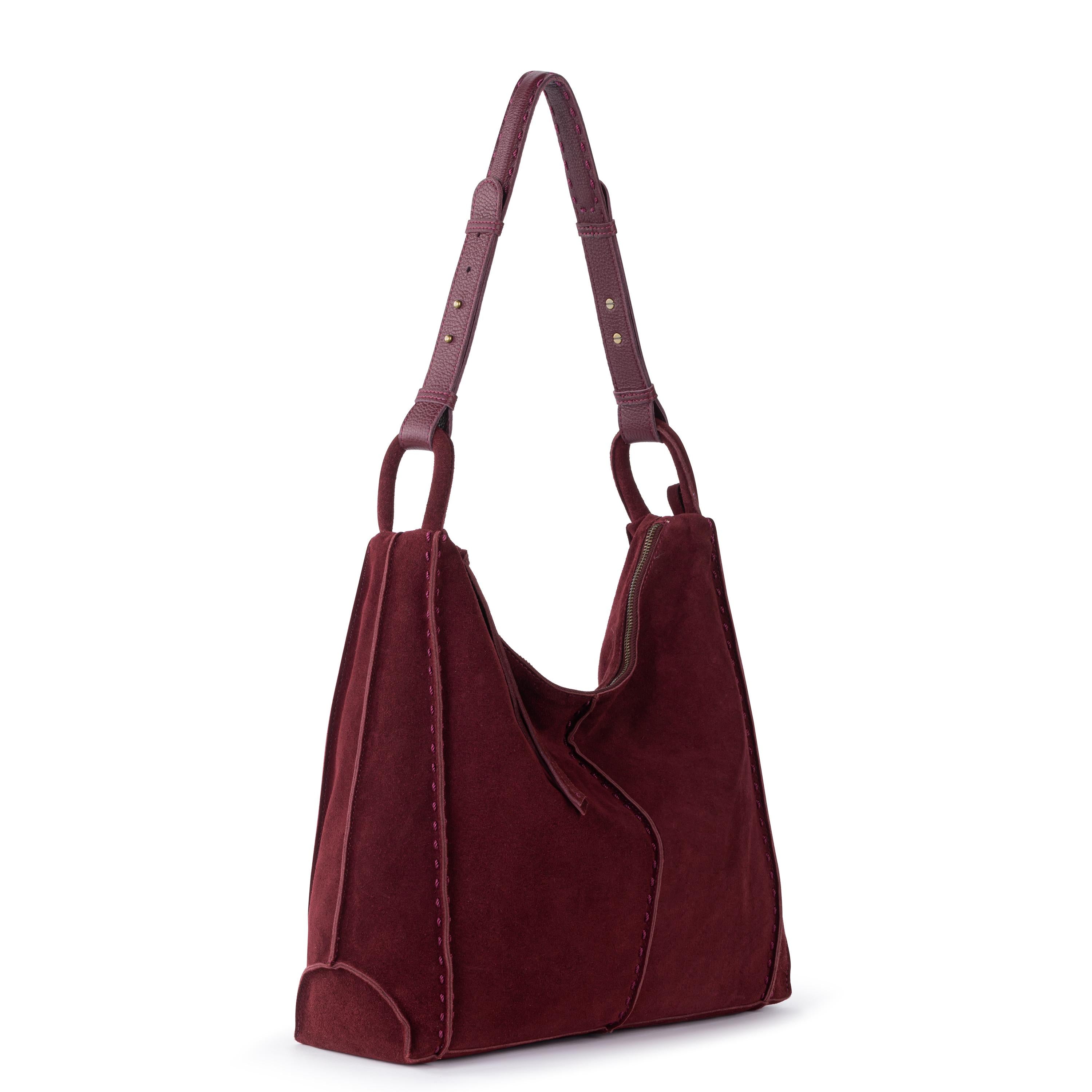 The Sak Los Feliz Bucket Hobo - Leather - Black Cherry Suede