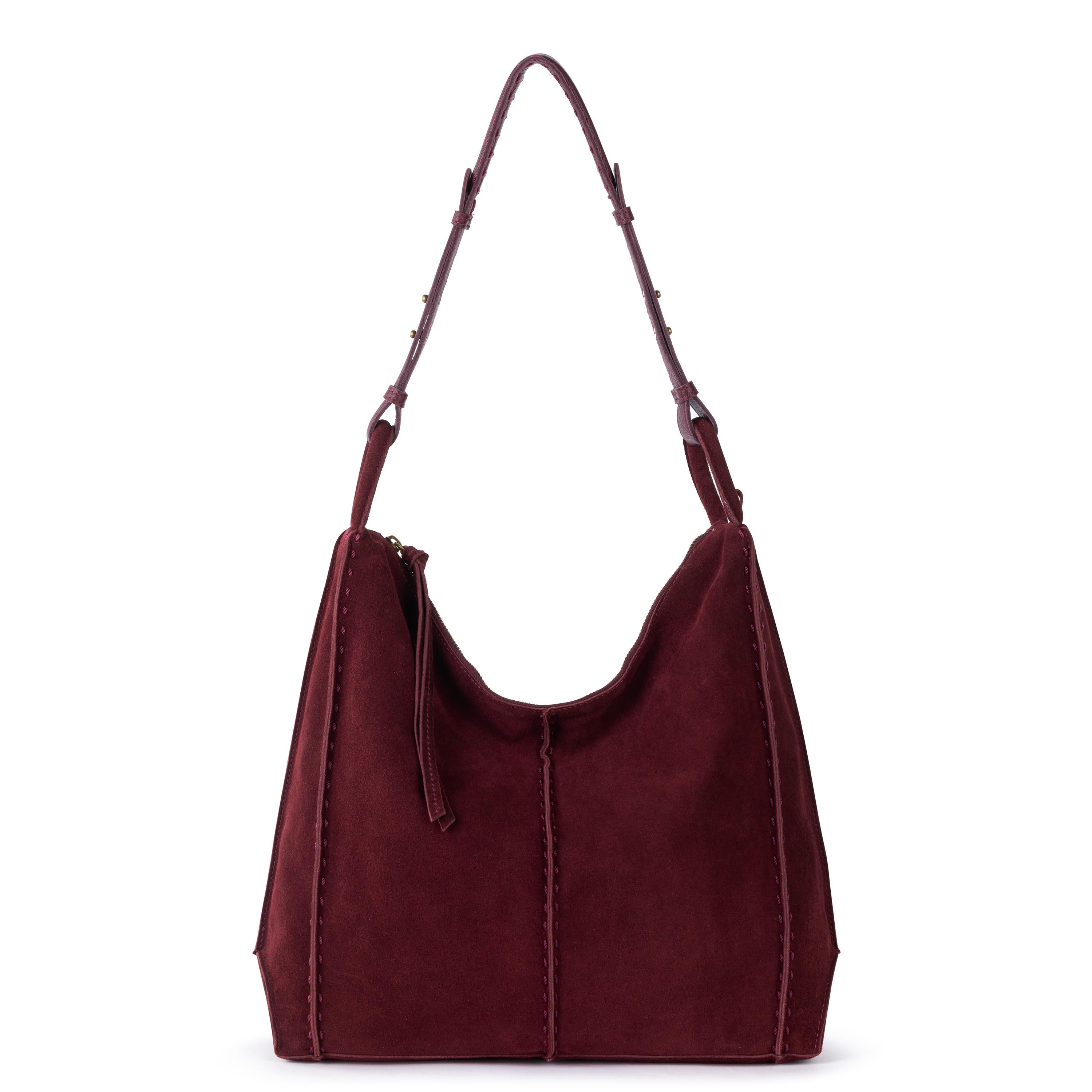 The Sak Los Feliz Bucket Hobo - Leather - Black Cherry Suede