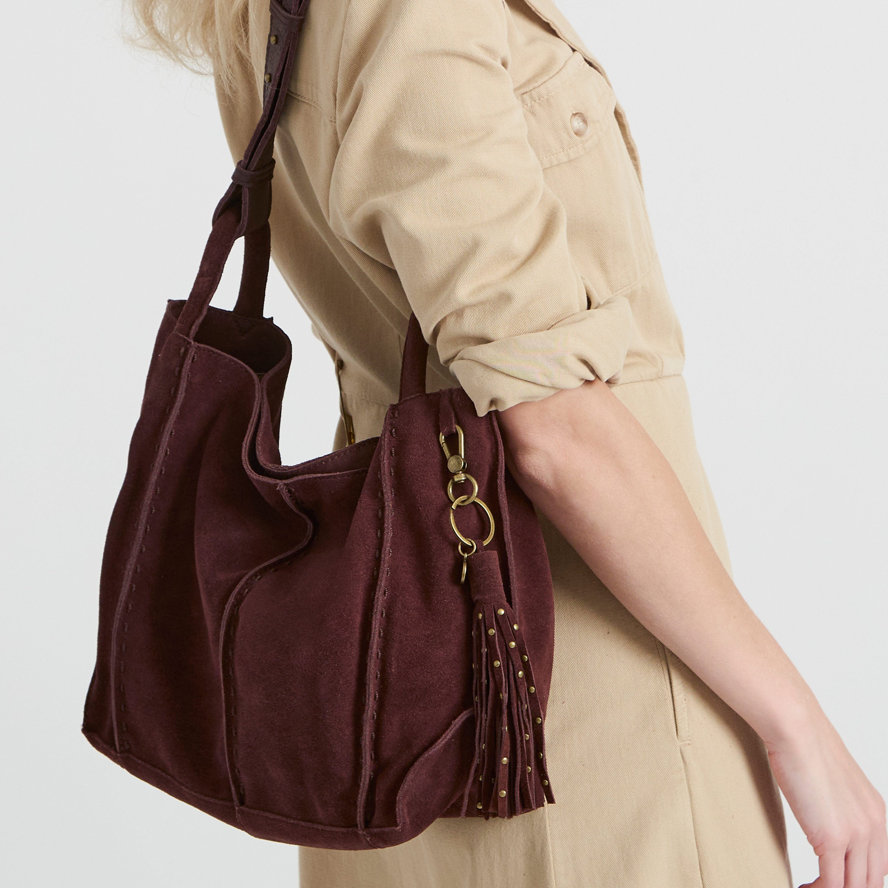 The Sak Los Feliz Medium Tote - Leather - Mahogany Suede