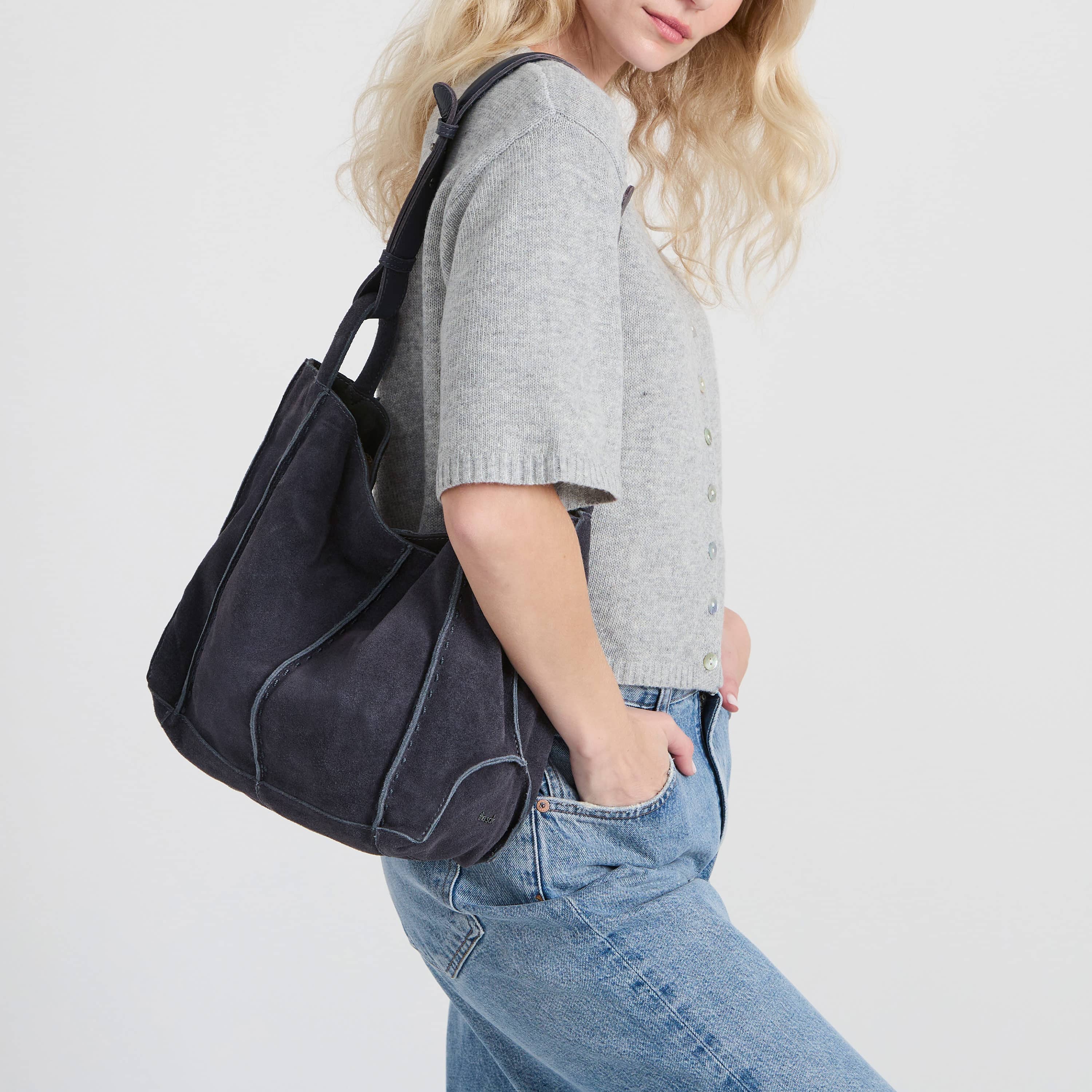 The Sak Los Feliz Medium Tote - Leather - Storm Grey Suede