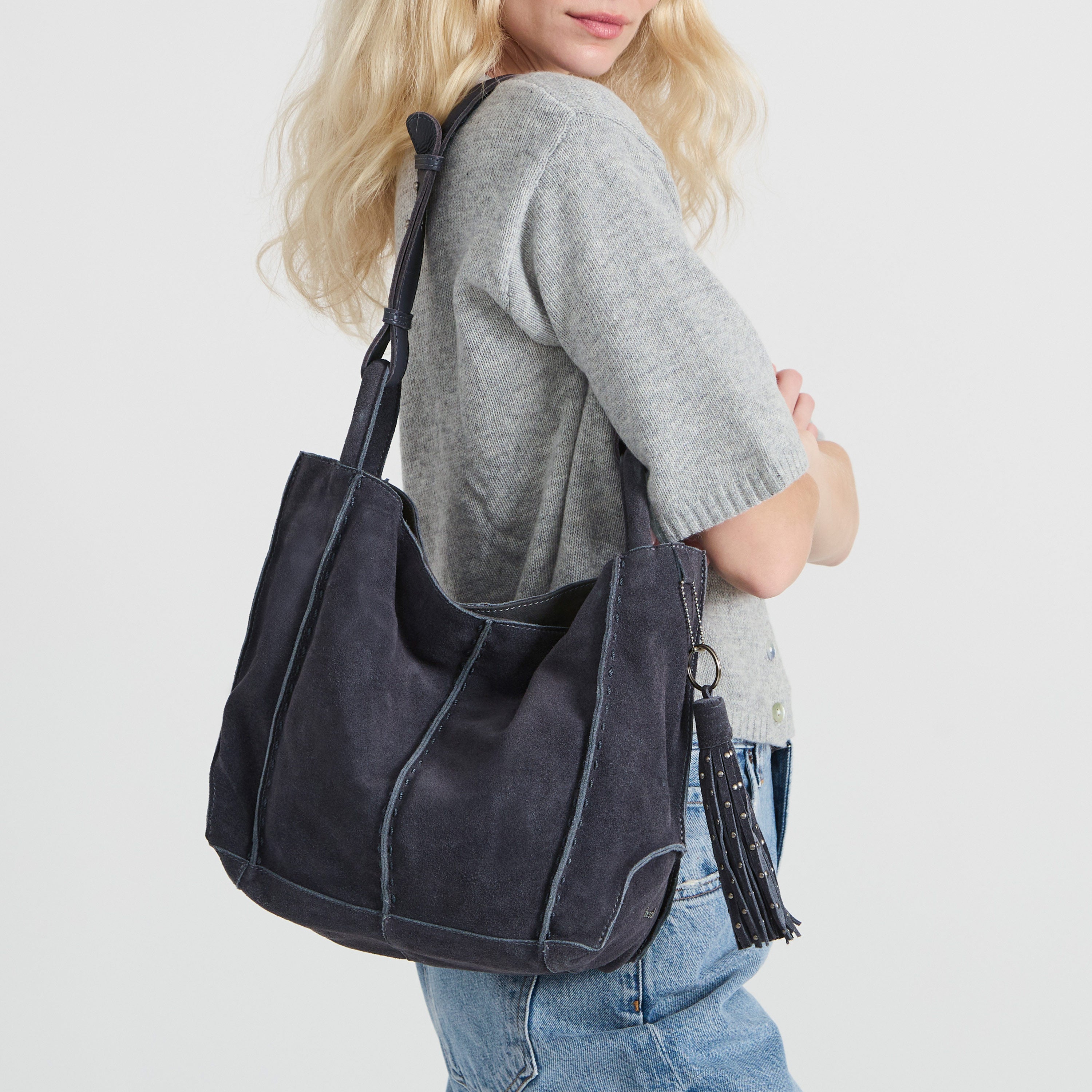 The Sak Los Feliz Medium Tote - Leather - Storm Grey Suede