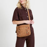 The Sak Melrose Crossbody - Leather - Tan Suede Whimsy Floral