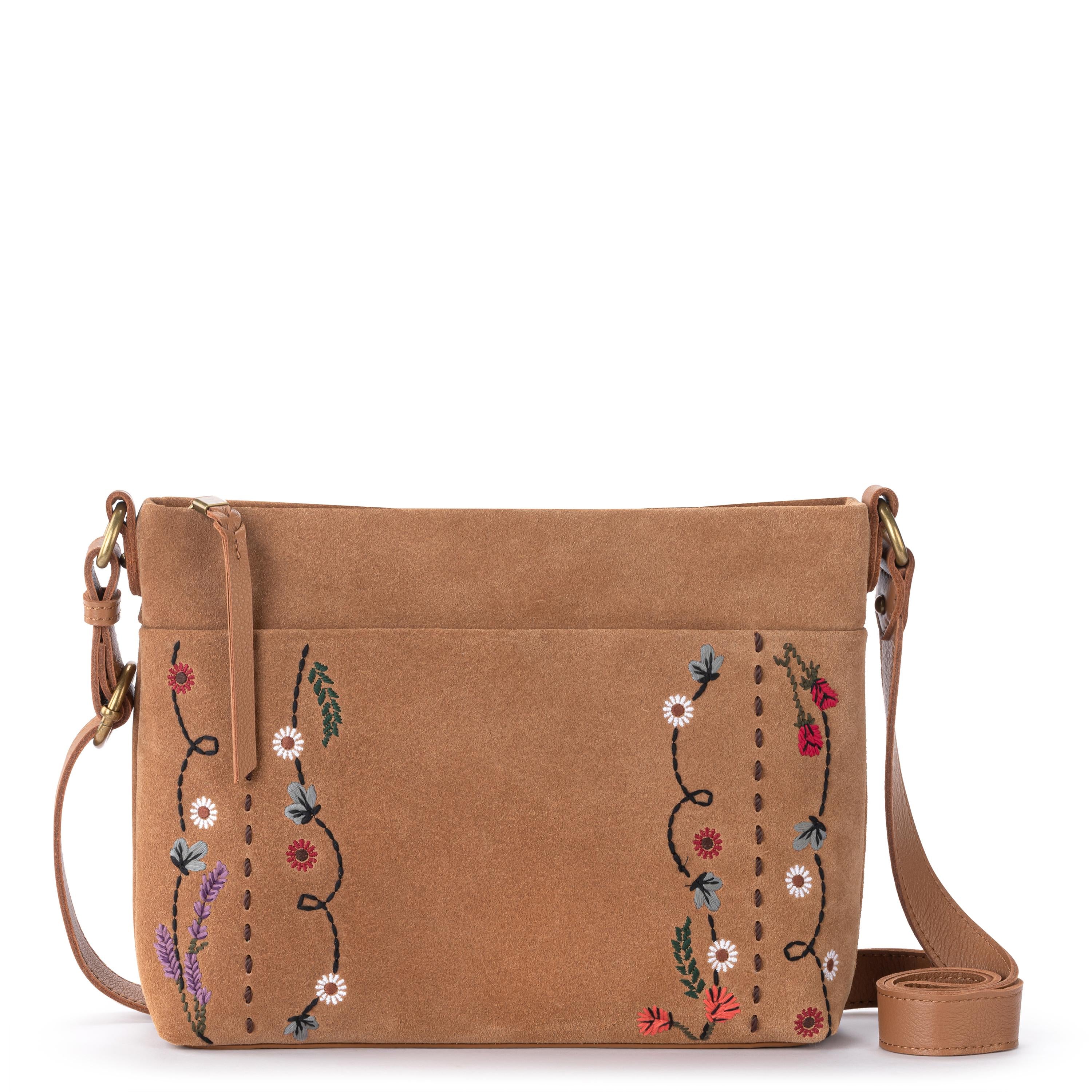 The Sak Melrose Crossbody - Leather - Tan Suede Whimsy Floral