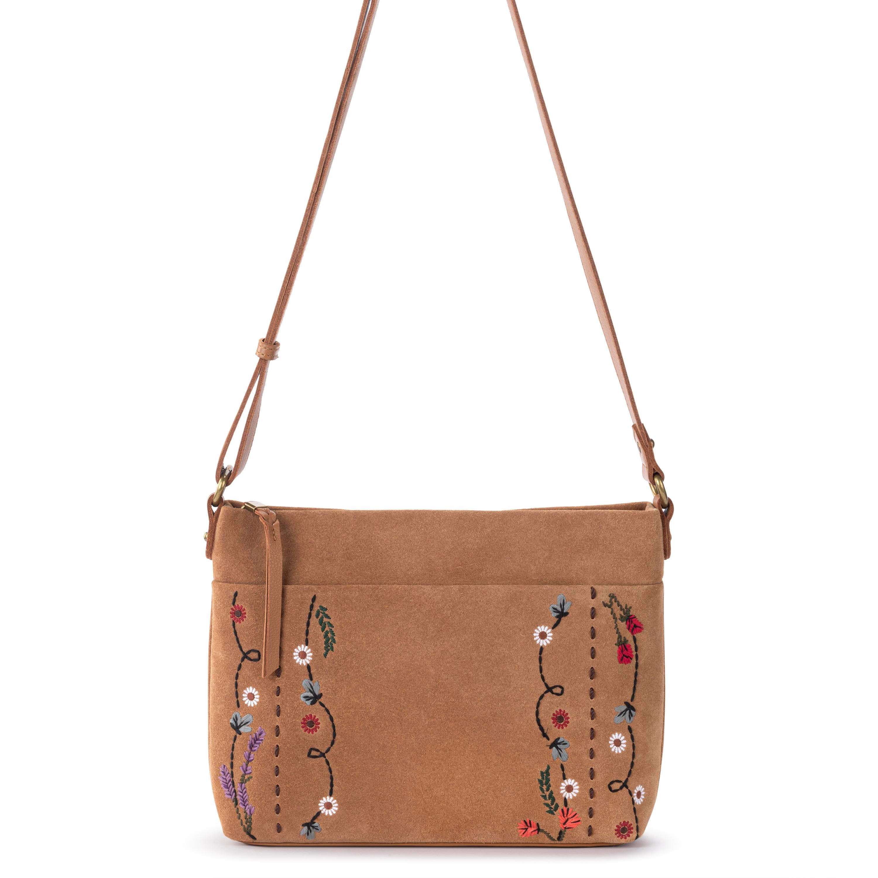 The Sak Melrose Crossbody - Leather - Tan Suede Whimsy Floral