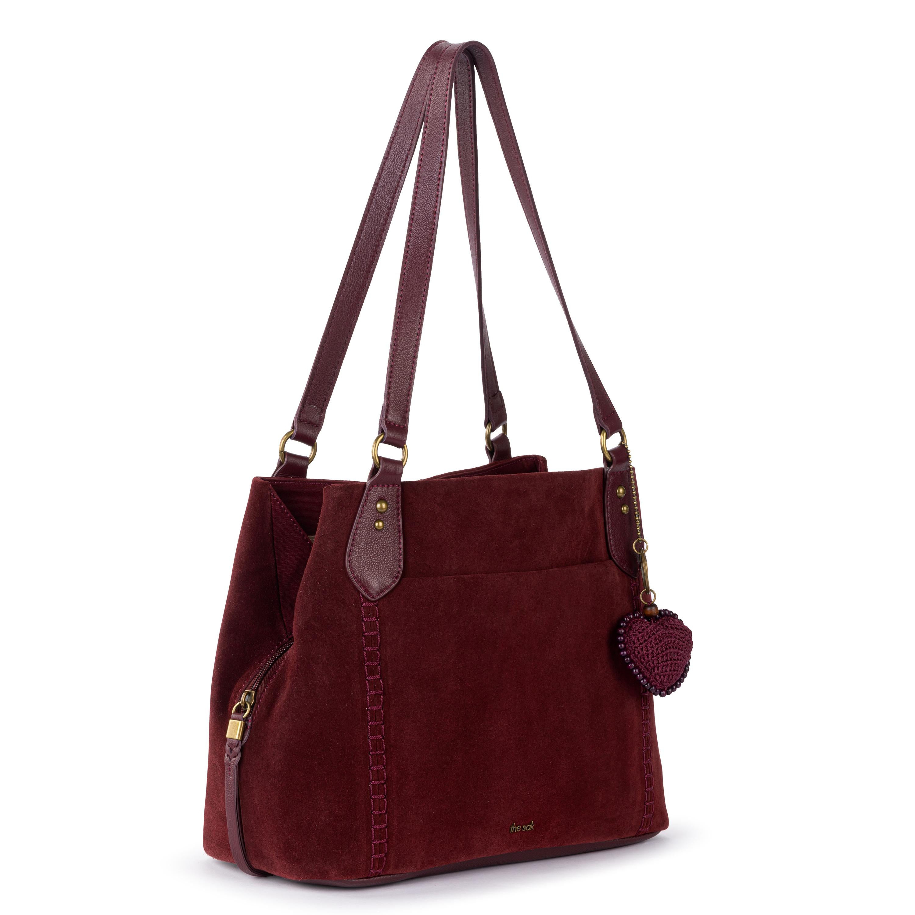 The Sak Melrose Satchel - Leather - Black Cherry Suede Heart