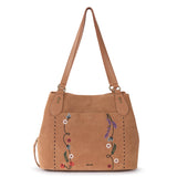 The Sak Melrose Satchel - Leather - Tan Suede Whimsy Floral Embroidery