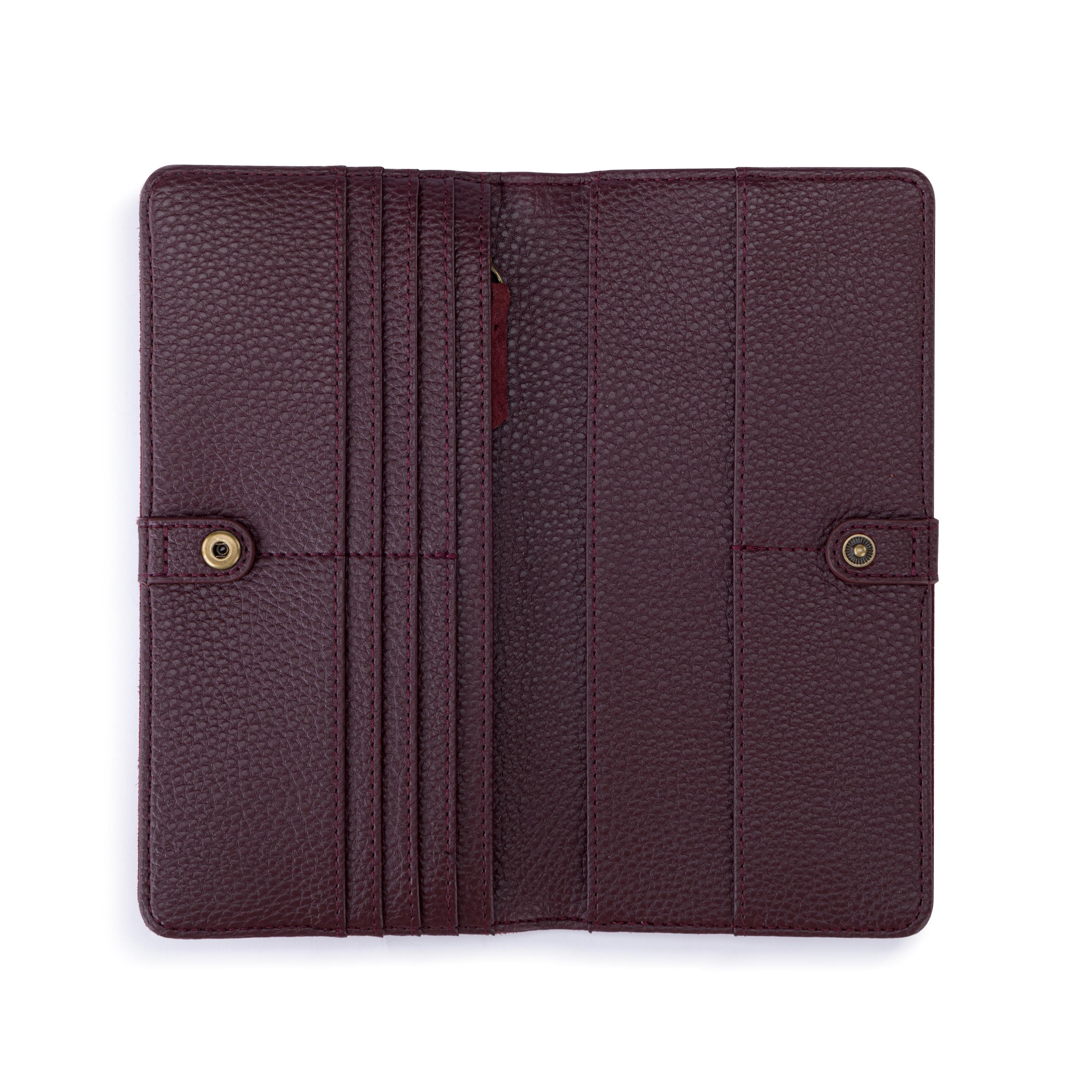 The Sak Mira Large Wallet - Leather - Black Cherry Suede
