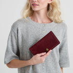 The Sak Mira Large Wallet - Leather - Black Cherry Suede