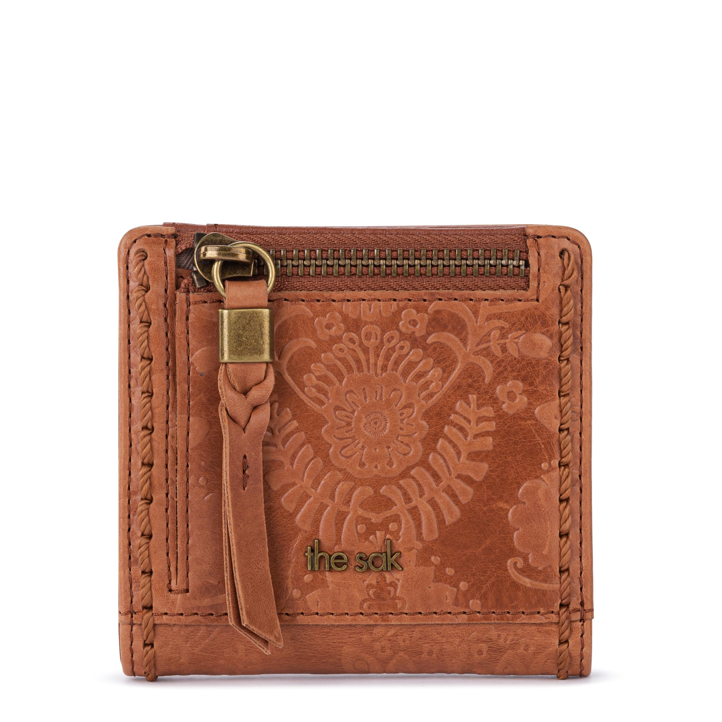 The Sak Mira Small Wallet - Leather - Tobacco Floral Embossed