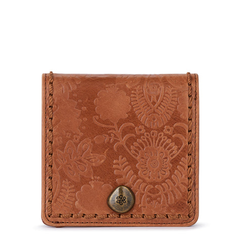 The Sak Mira Small Wallet - Leather - Tobacco Floral Embossed