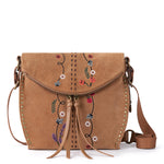 The Sak Silverlake Flap Crossbody - Leather - Tan Suede Whimsy Floral Embroidery