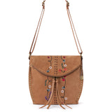 The Sak Silverlake Flap Crossbody - Leather - Tan Suede Whimsy Floral Embroidery