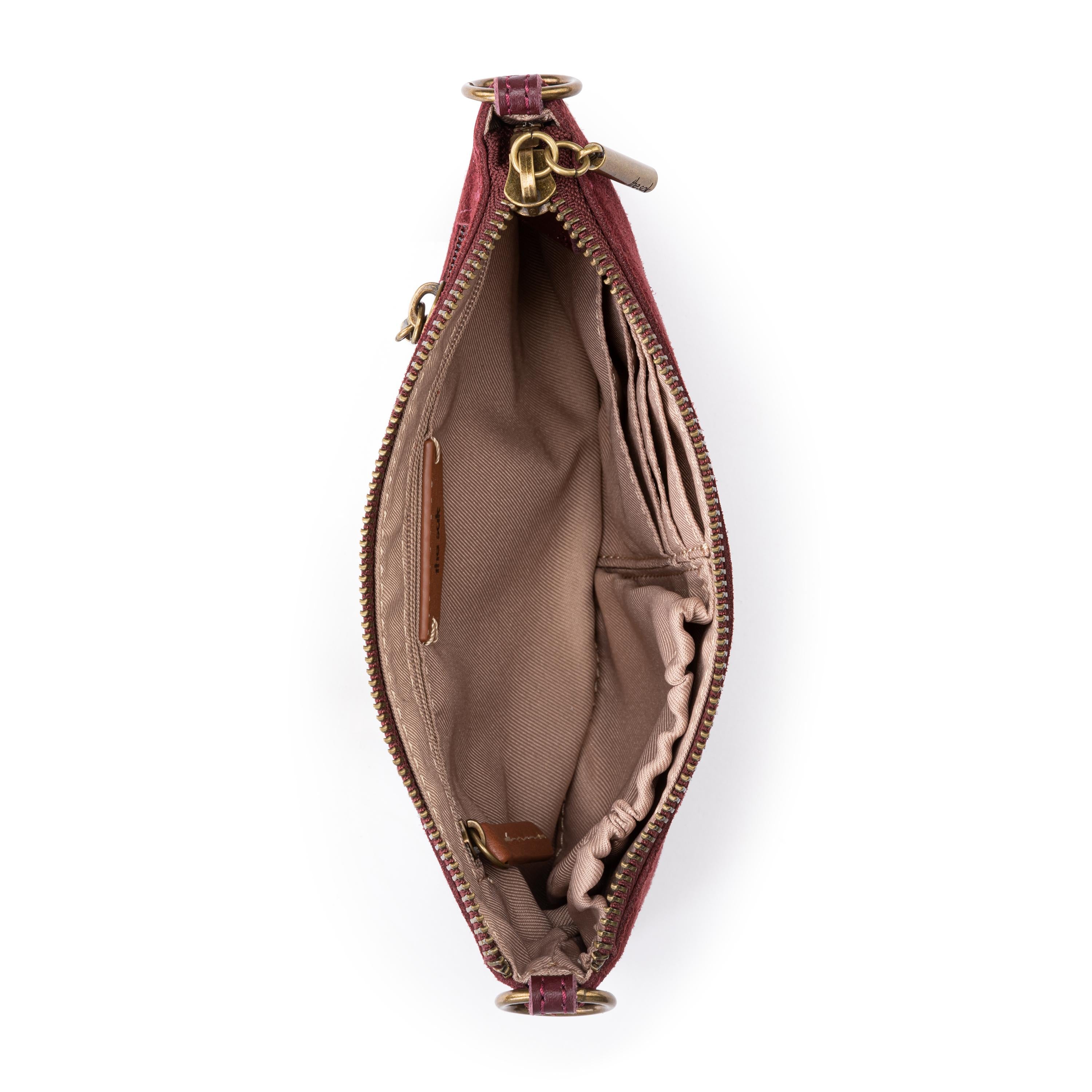 The Sak Vita Convertible Wristlet - Leather - Black Cherry Suede