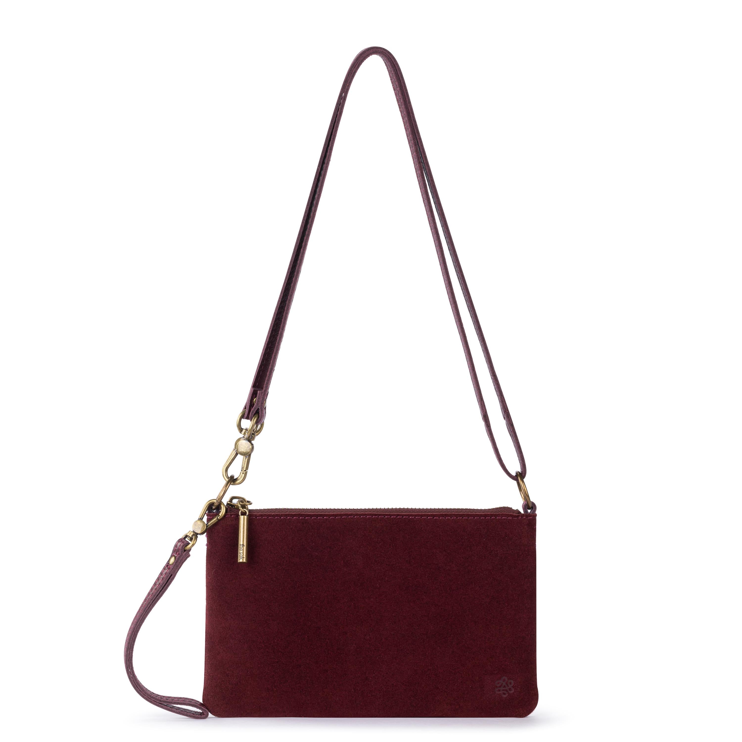 The Sak Vita Convertible Wristlet - Leather - Black Cherry Suede