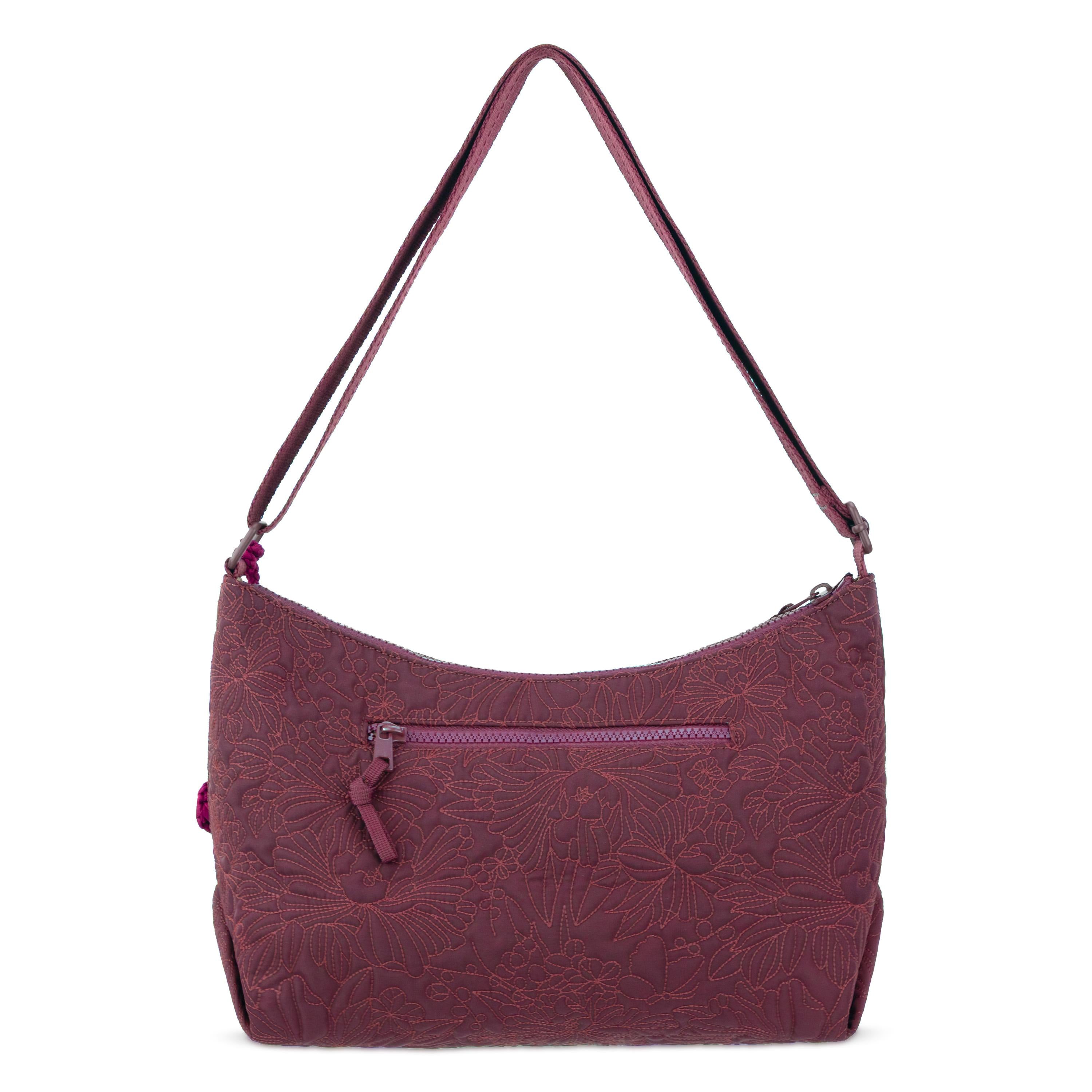 Sakroots Banyan Hobo - EcoTwill - Black Cherry Flower Blossom Quilted