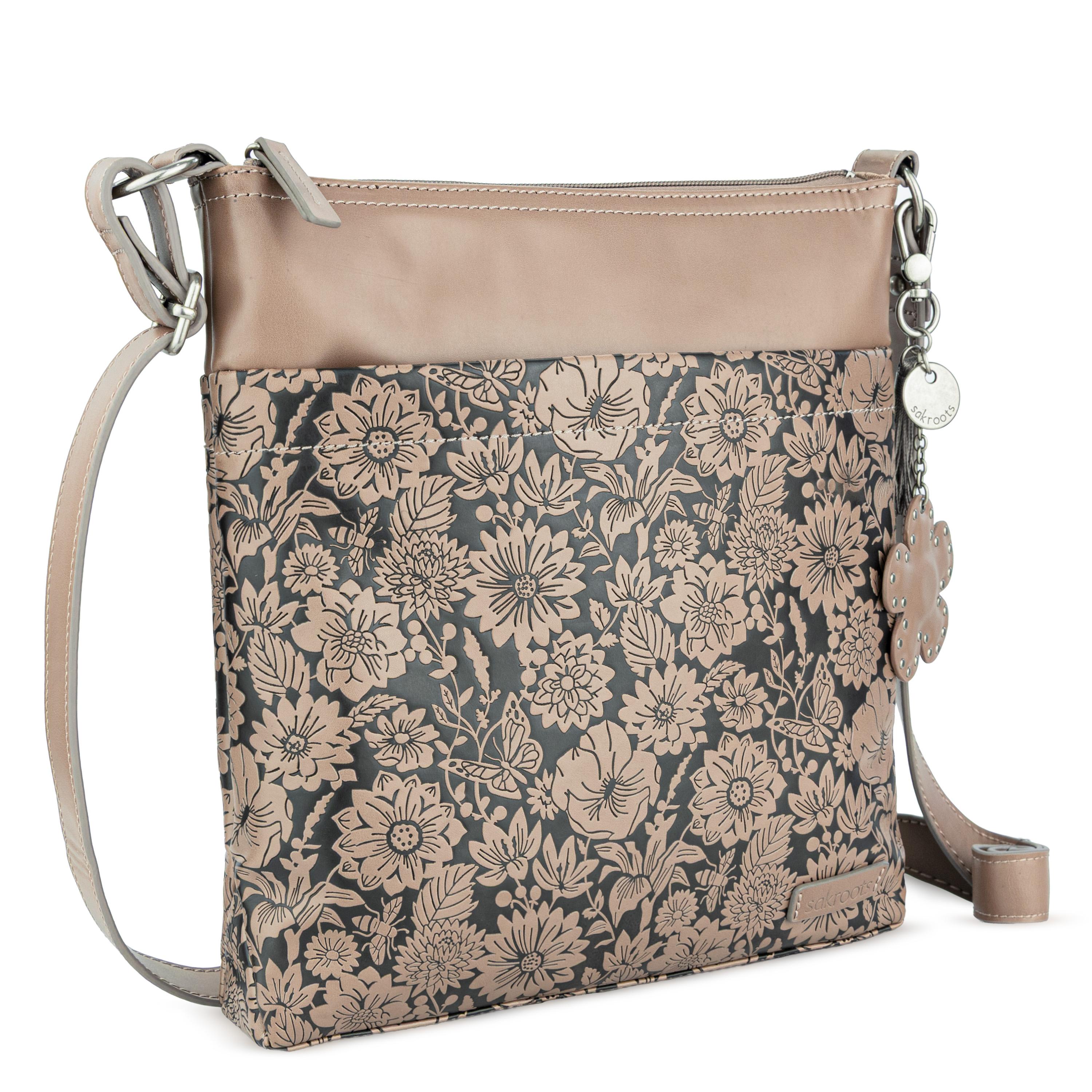 Sakroots Banyan Basic Crossbody - Vegan Leather - Mushroom In Bloom Embossed
