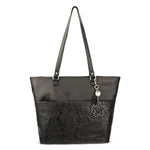 Sakroots Banyan Shoulder Tote - EcoTwill - Black Floral Embossed
